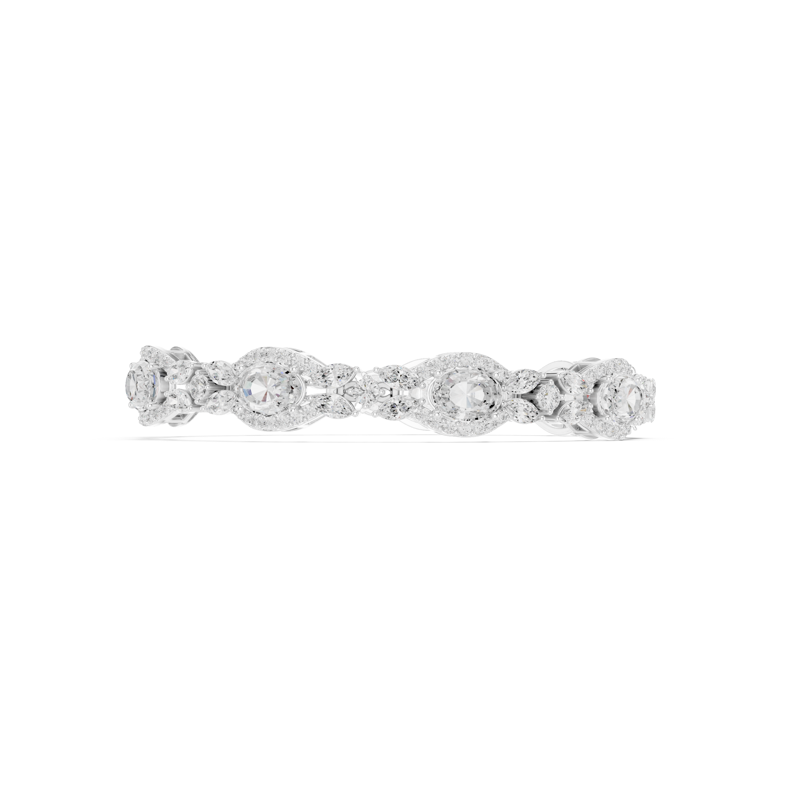 Vintage Oval Halo Diamond Bracelet with Marquise Accents
