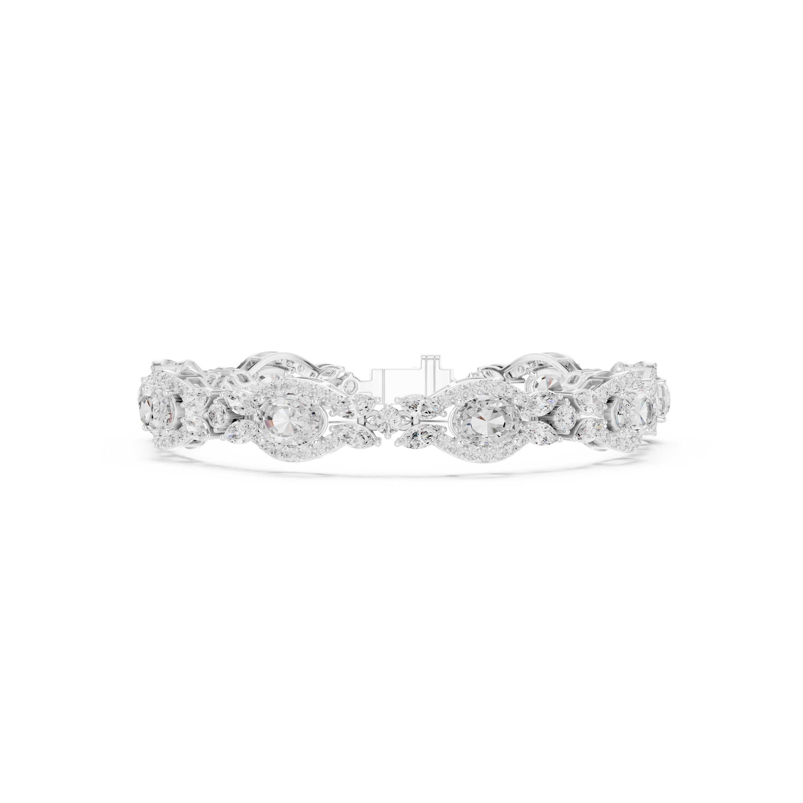 Vintage Oval Halo Diamond Bracelet with Marquise Accents