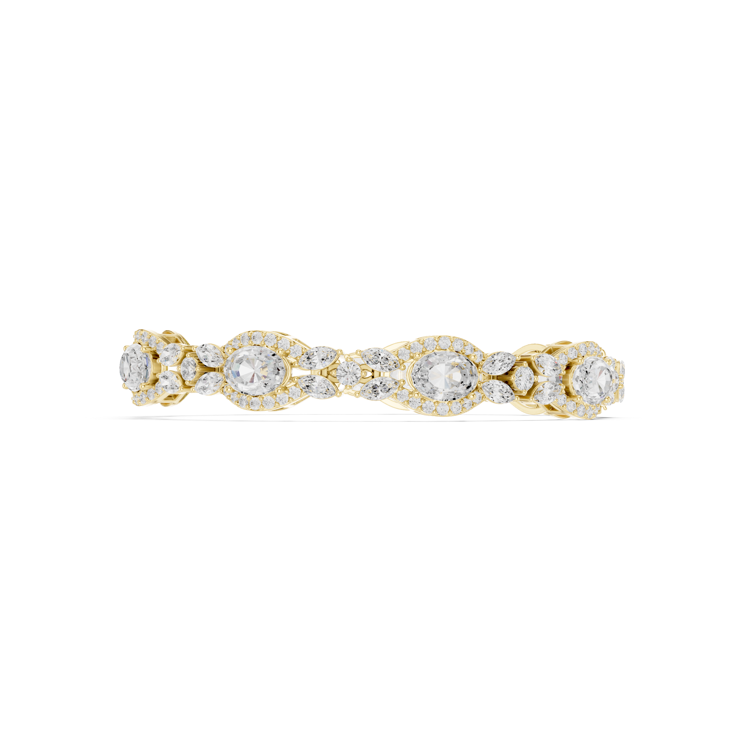 Vintage Oval Halo Diamond Bracelet with Marquise Accents