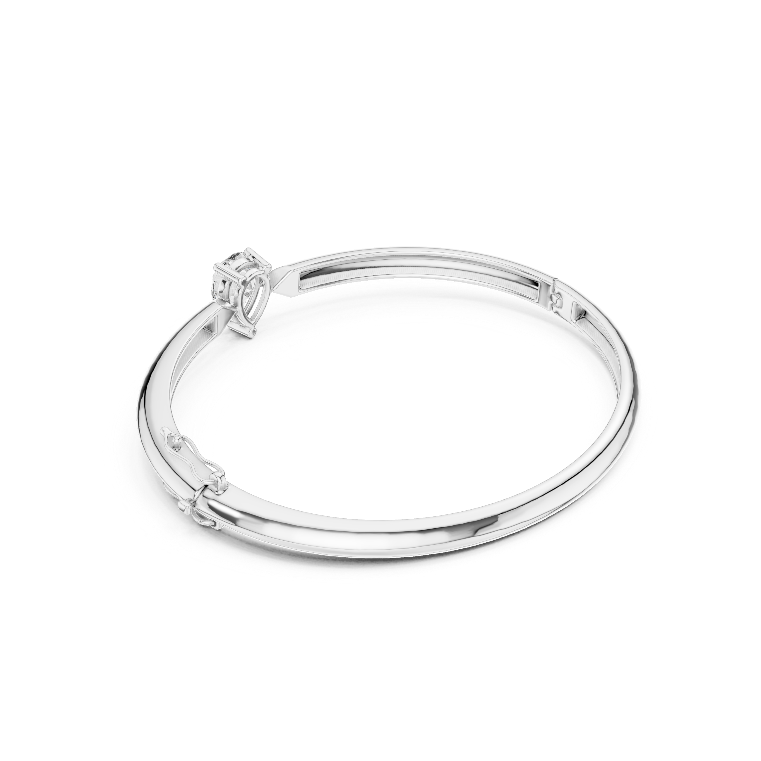 Pear Cut Solitaire Diamond Bangle Bracelet