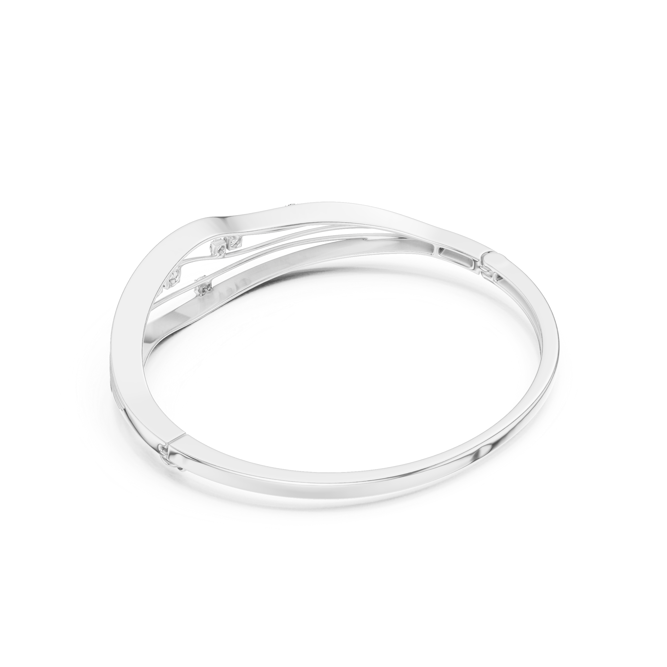 Modern Wave Diamond Bangle Bracelet
