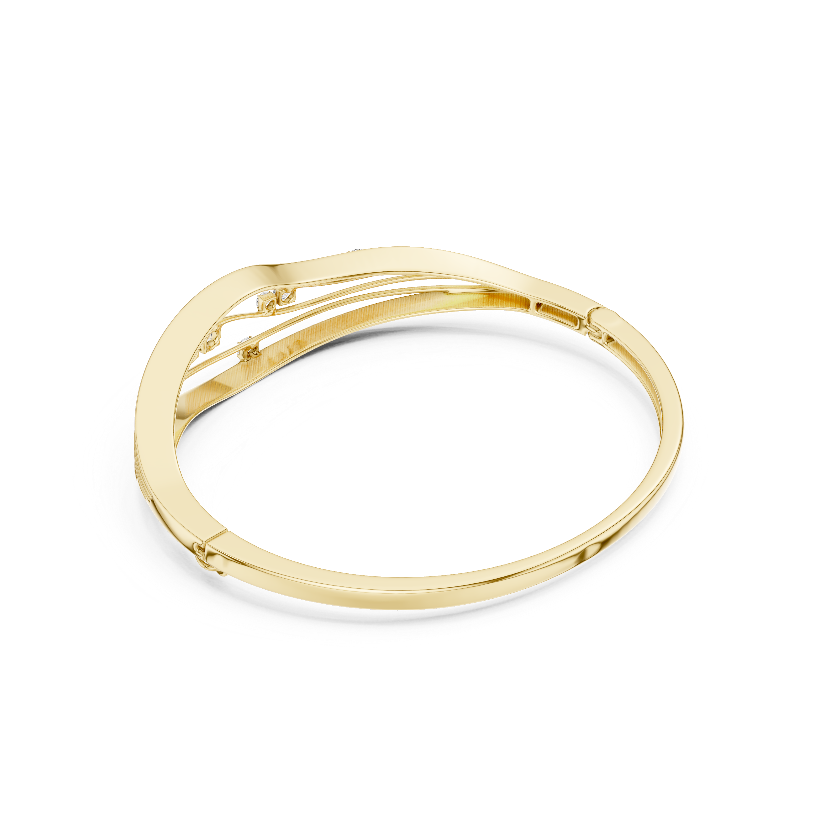 Modern Wave Diamond Bangle Bracelet