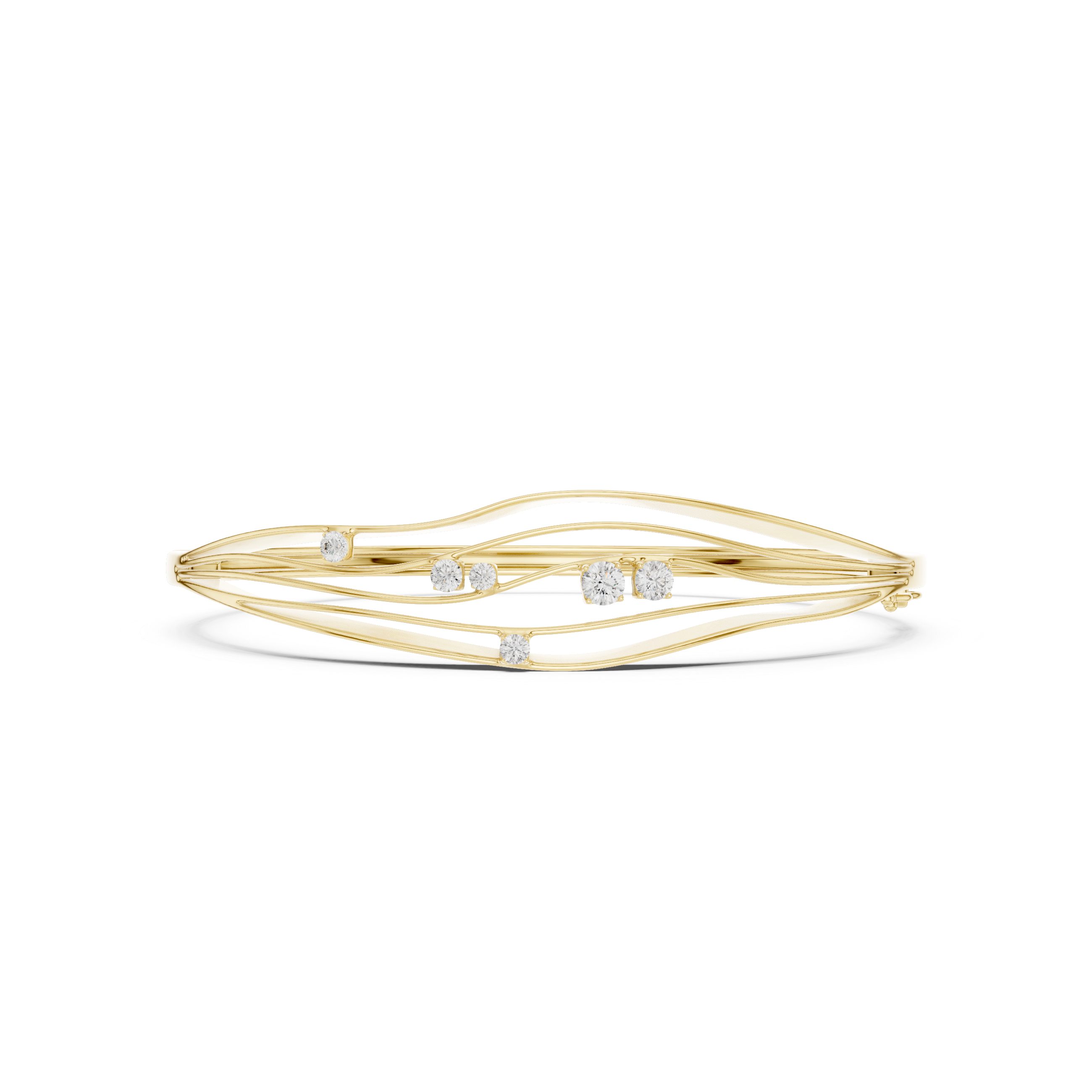 Modern Wave Diamond Bangle Bracelet