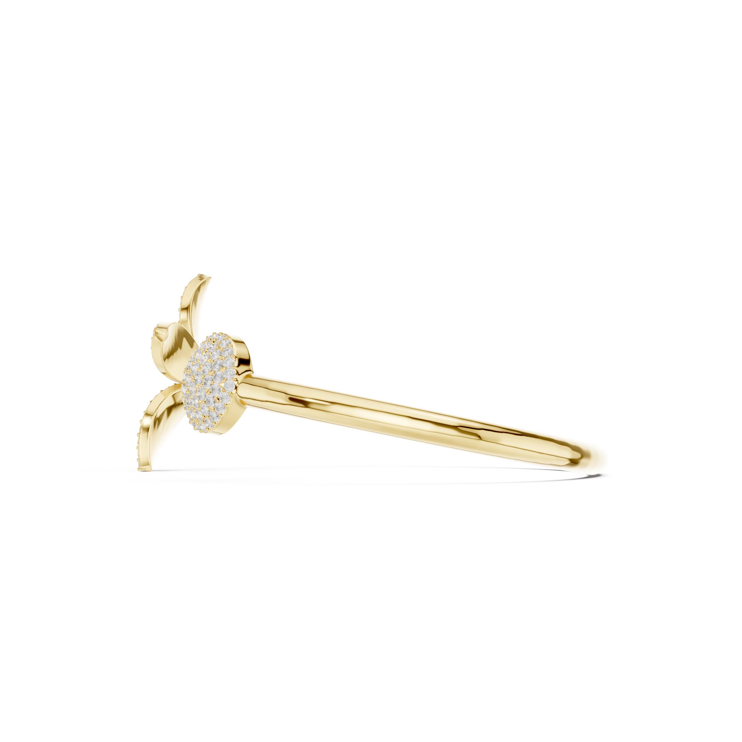 Diamond Flower Open Bangle Bracelet