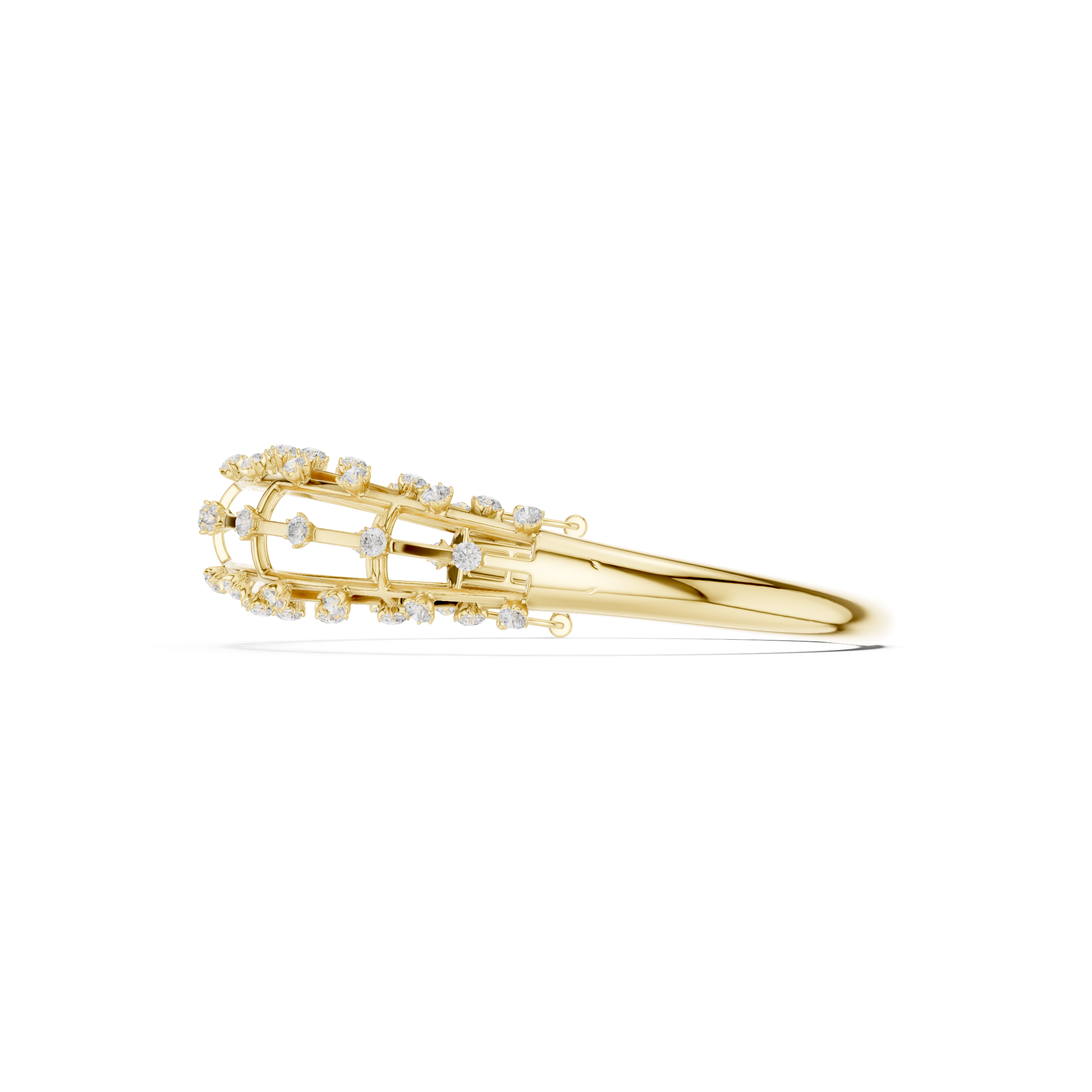Double Row Diamond Cage Bangle Bracelet