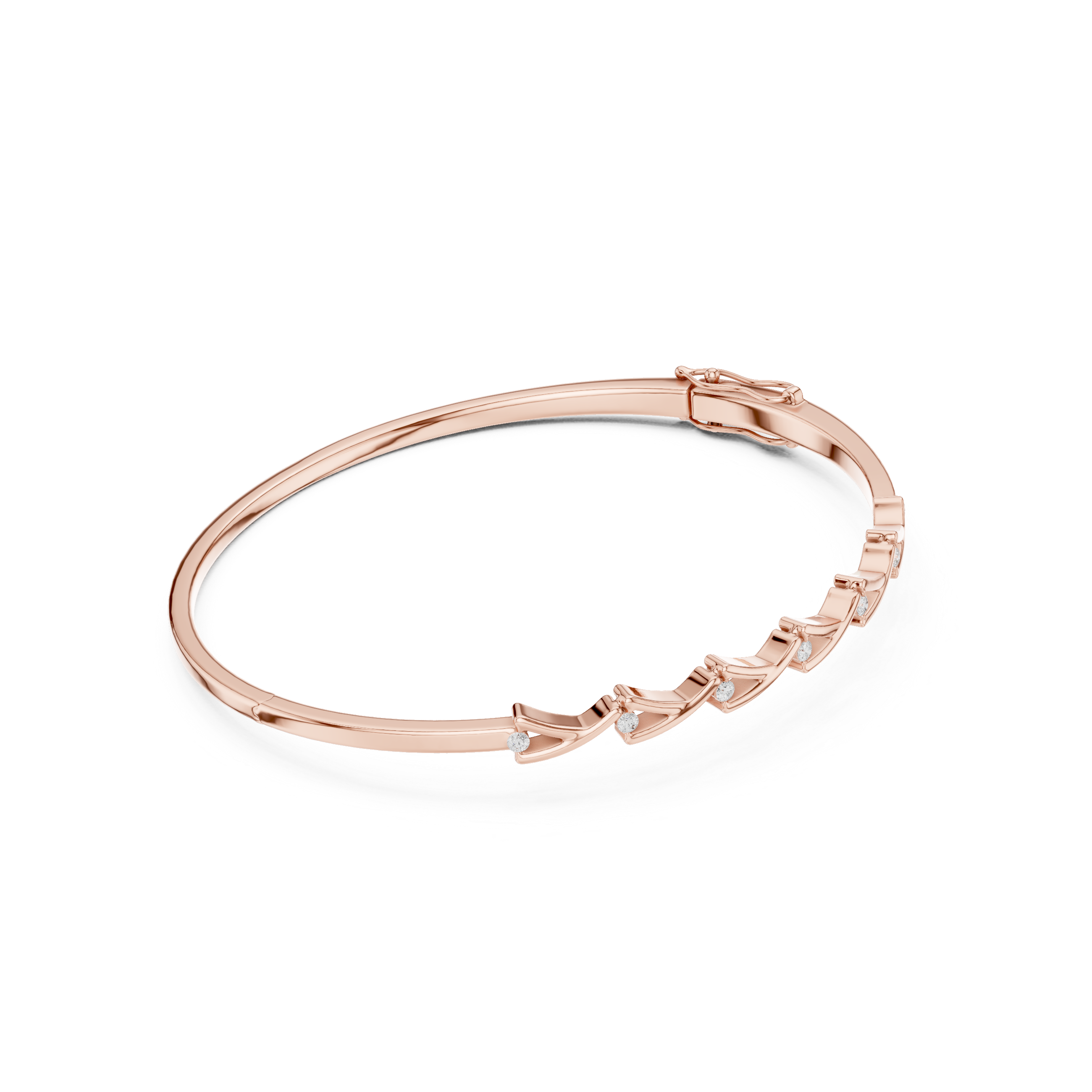 Modern Wave Diamond Bangle Bracelet