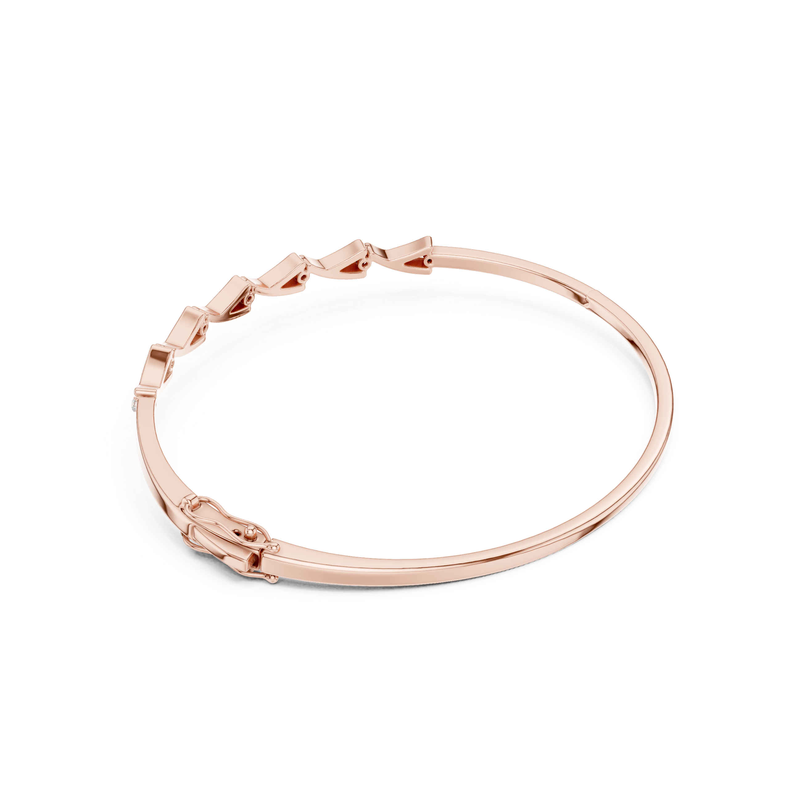 Modern Wave Diamond Bangle Bracelet