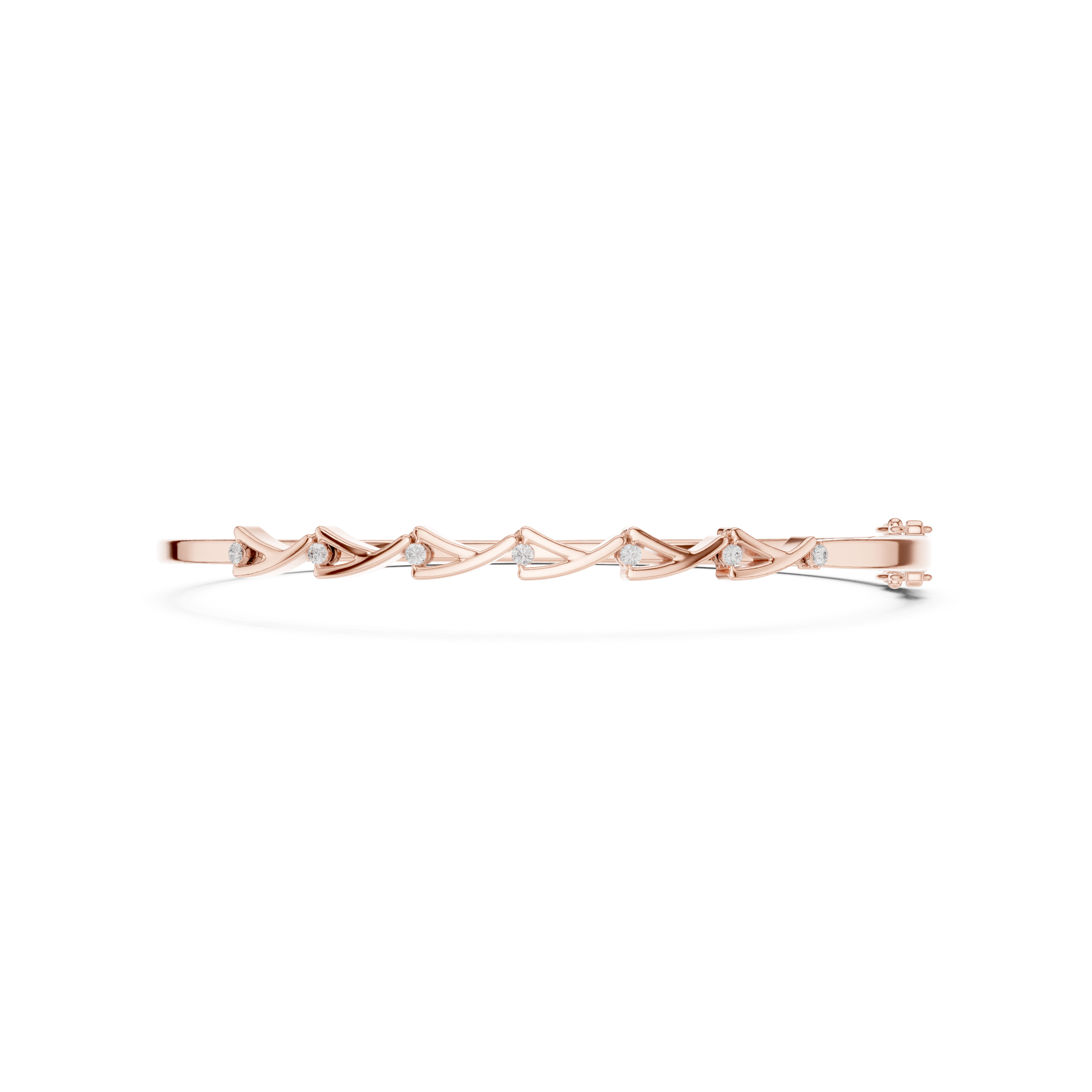 Modern Wave Diamond Bangle Bracelet