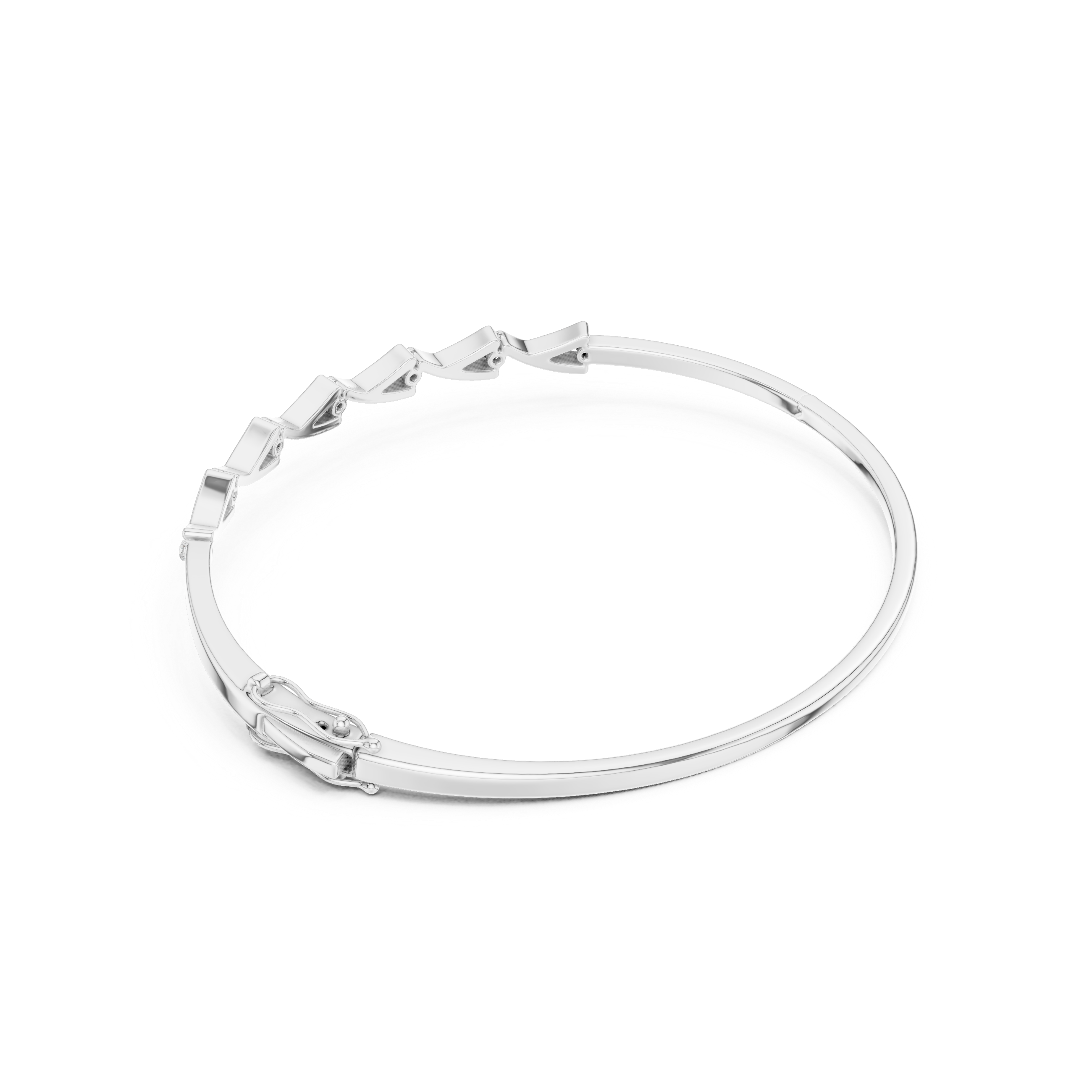 Modern Wave Diamond Bangle Bracelet