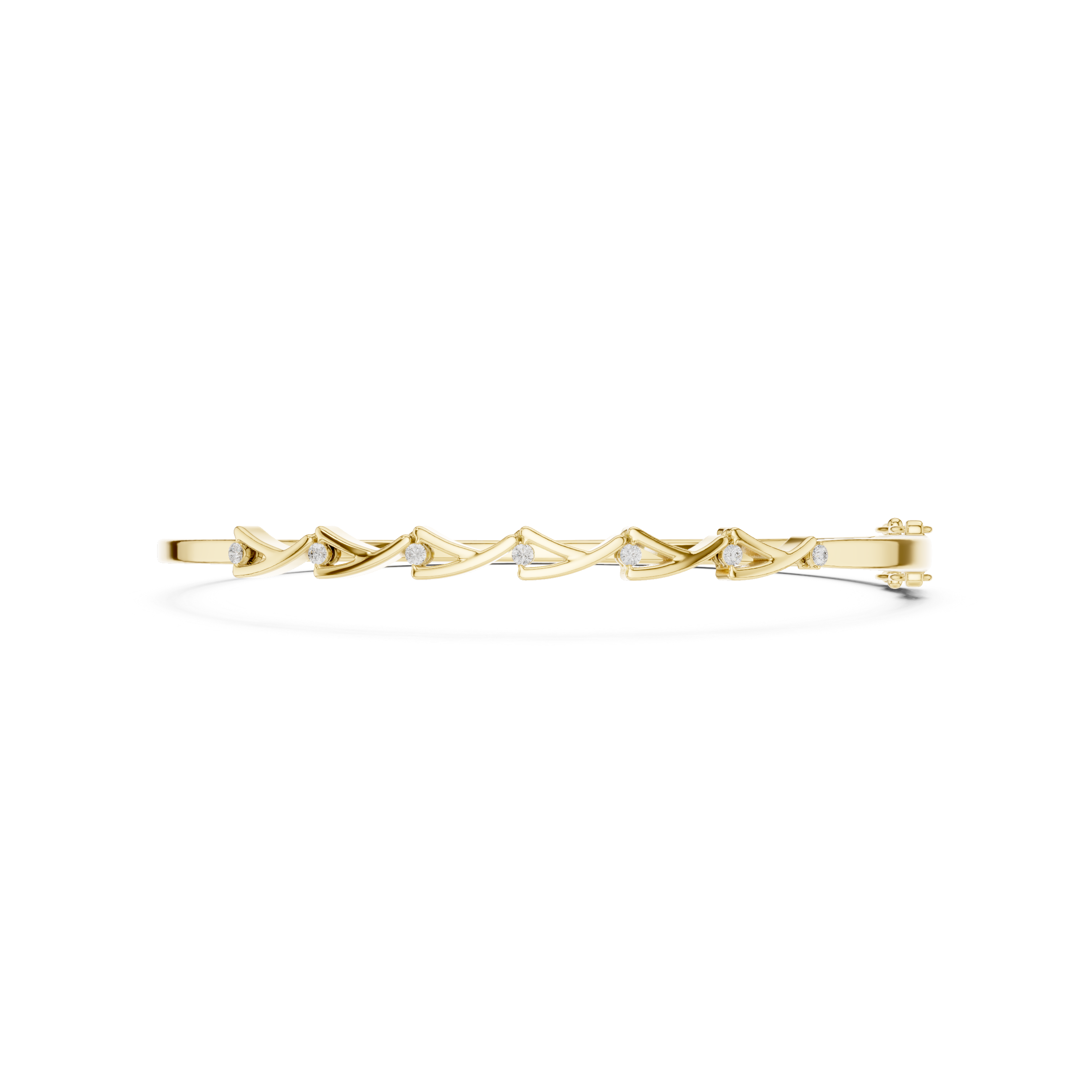 Modern Wave Diamond Bangle Bracelet