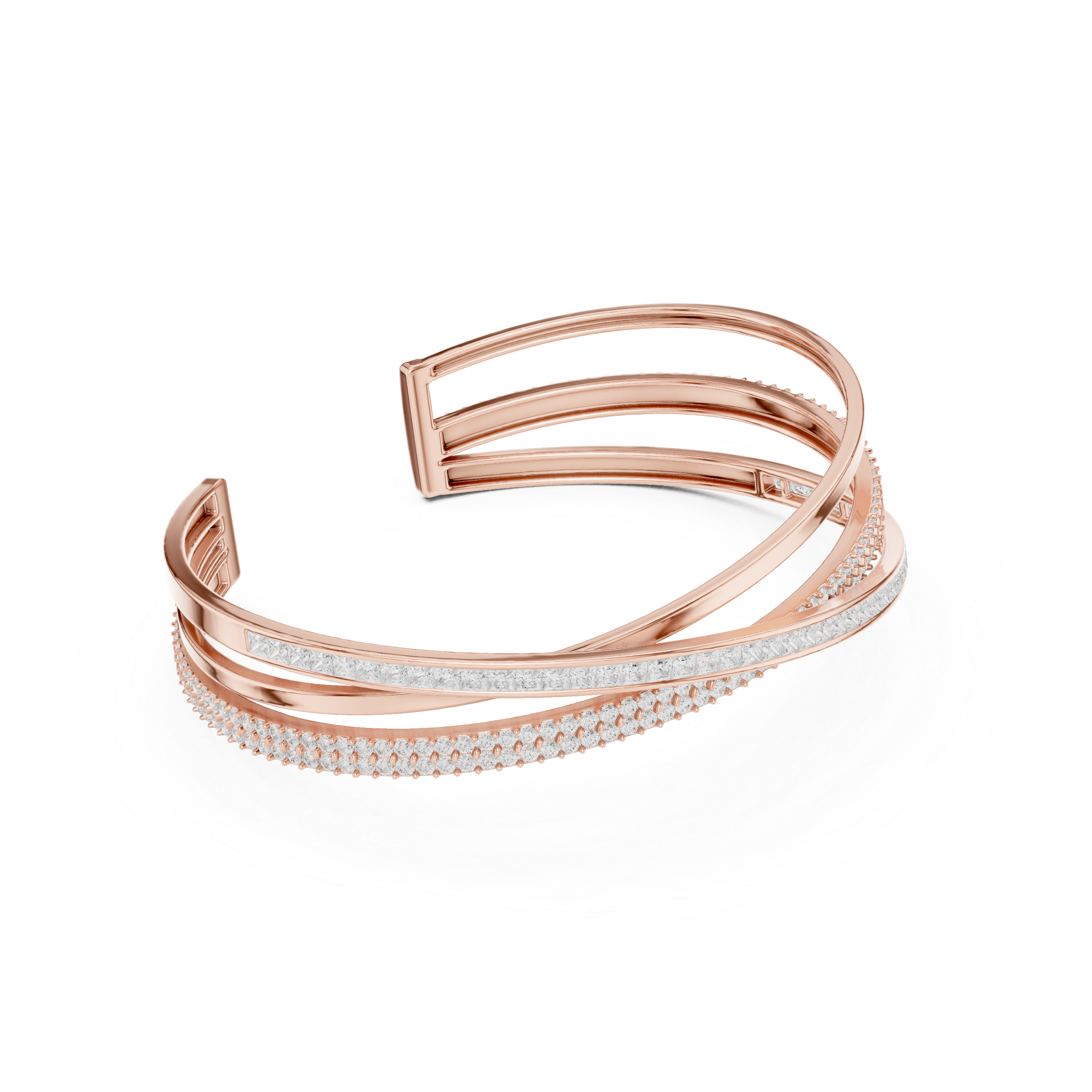 Criss-Cross Diamond Cuff Bracelet