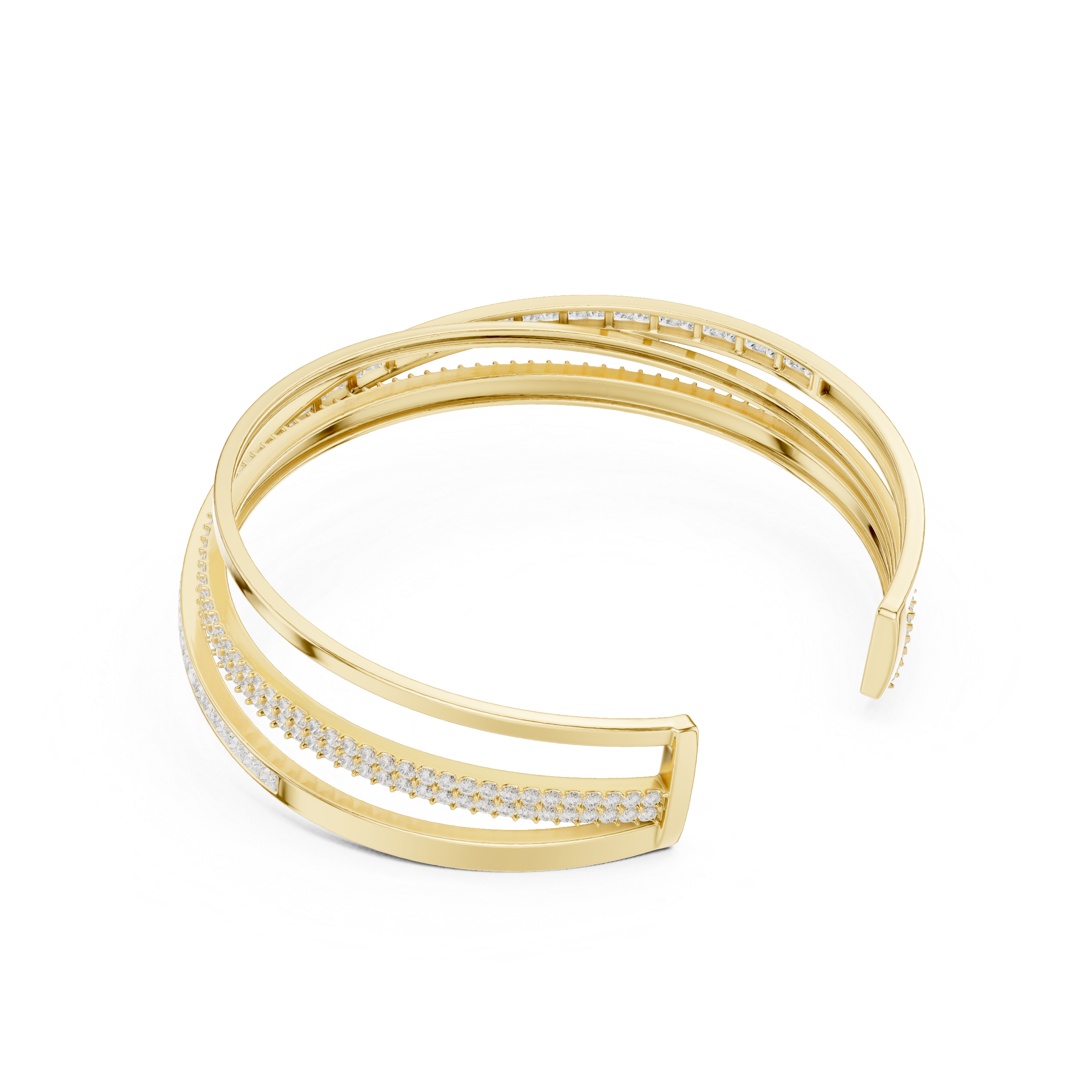 Criss-Cross Diamond Cuff Bracelet