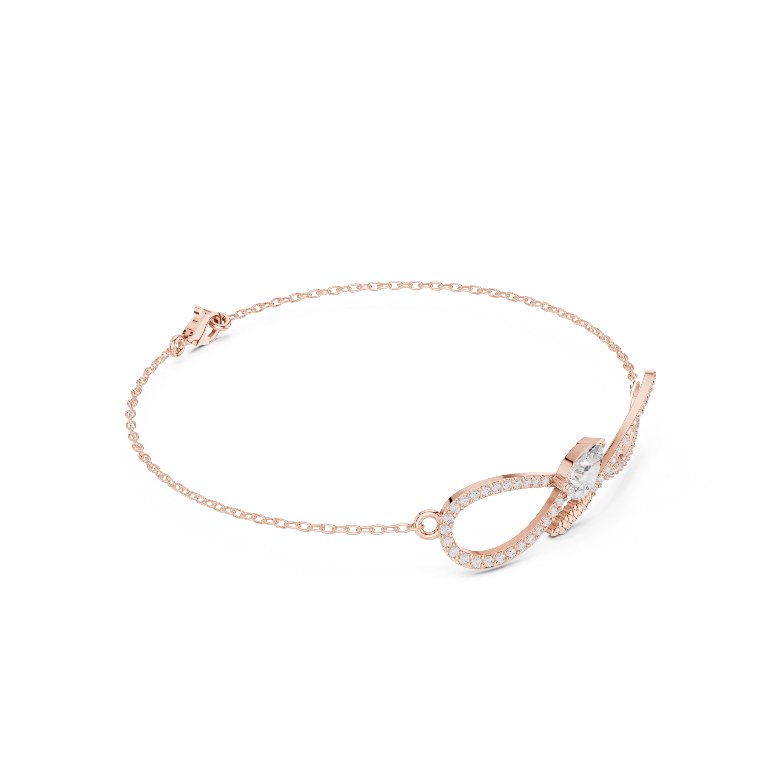 Infinity Diamond Bracelet with Pear Cut Center