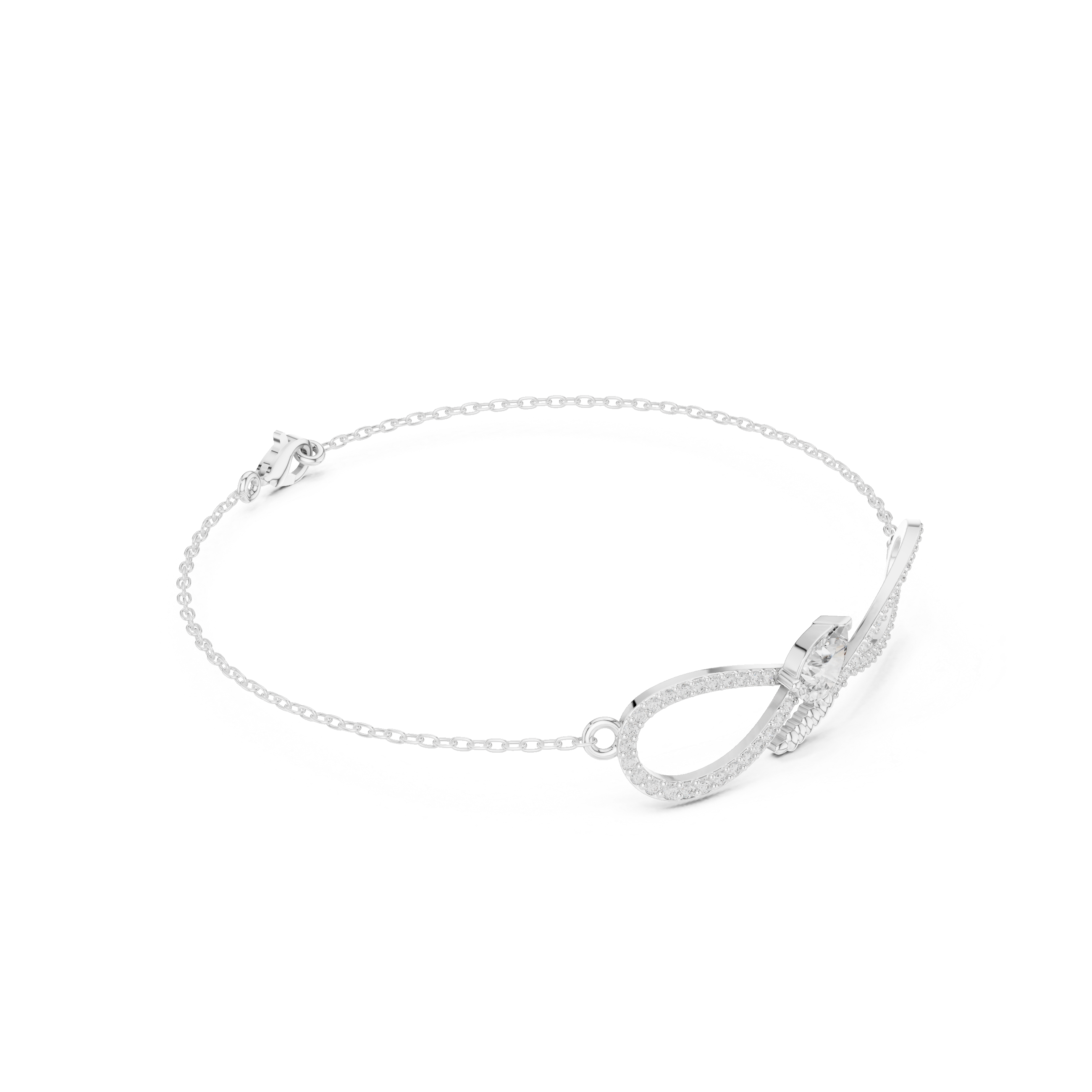 Infinity Diamond Bracelet with Pear Cut Center