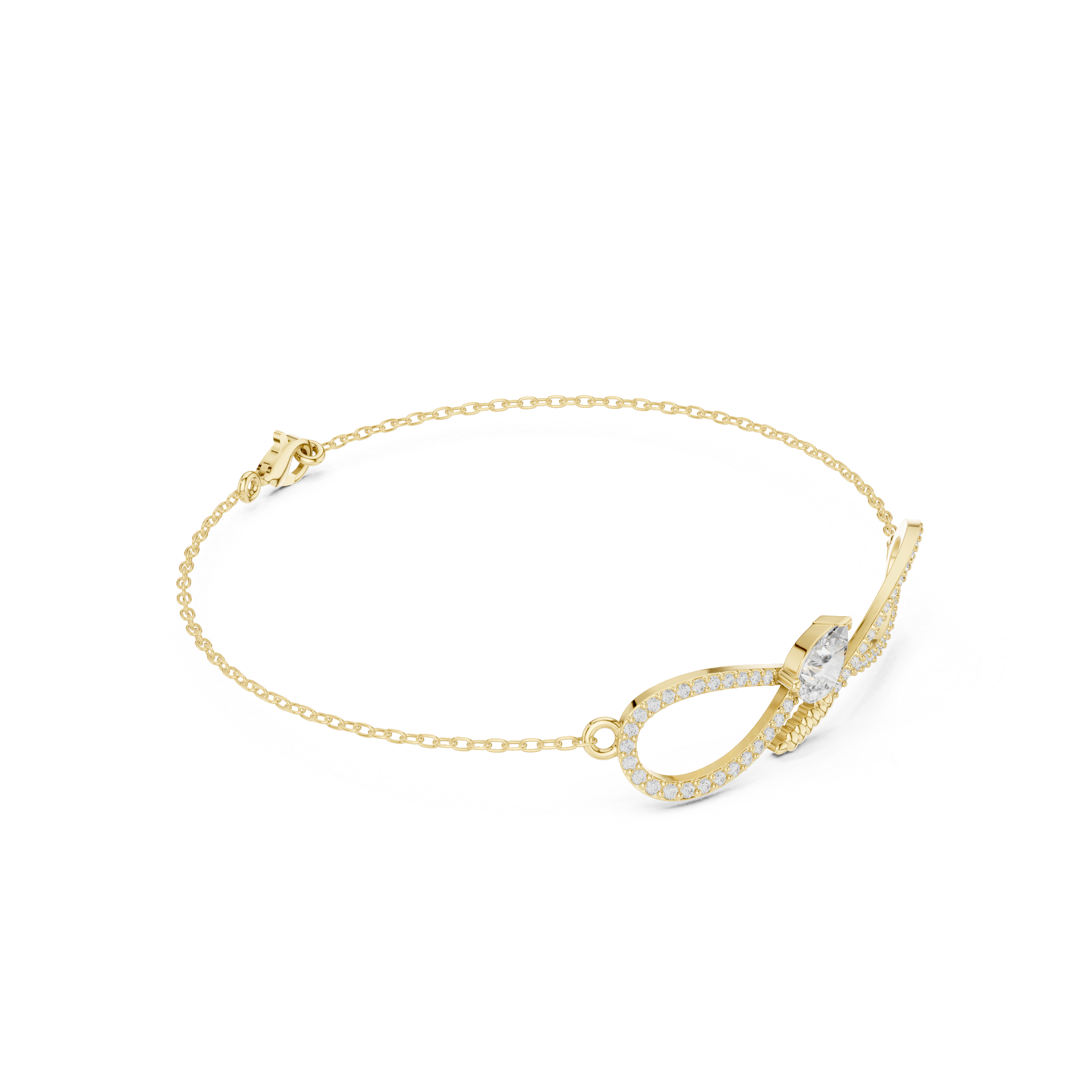 Infinity Diamond Bracelet with Pear Cut Center