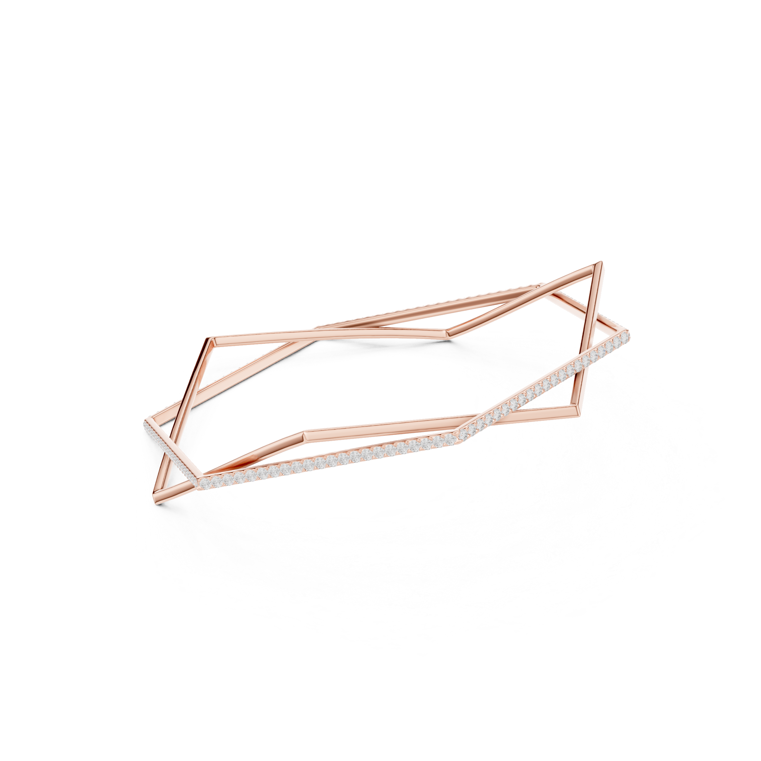Geometric Diamond Bangle – Contemporary Open Frame Design