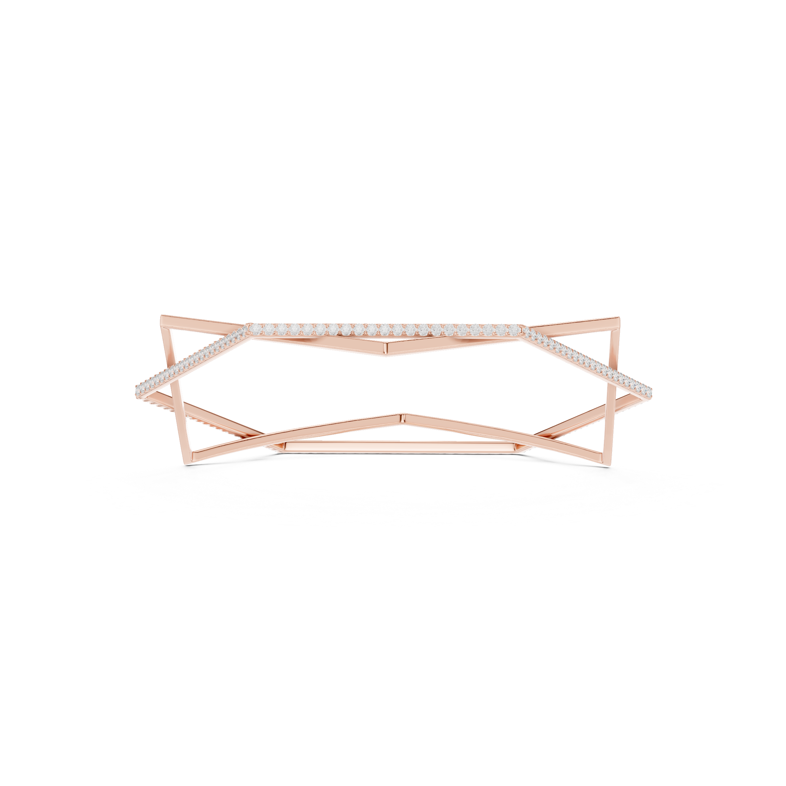 Geometric Diamond Bangle – Contemporary Open Frame Design