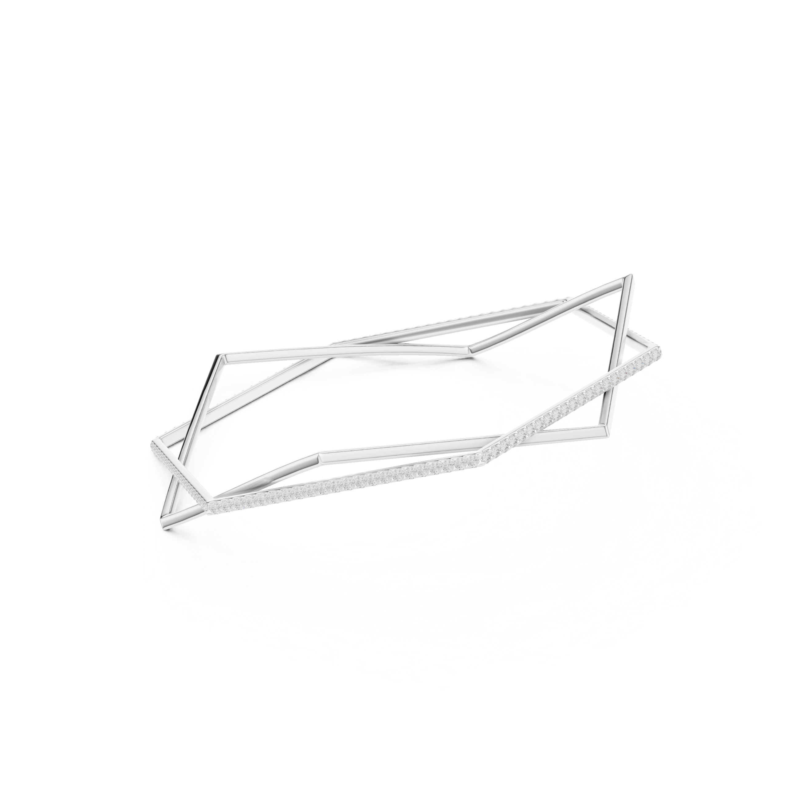 Geometric Diamond Bangle – Contemporary Open Frame Design