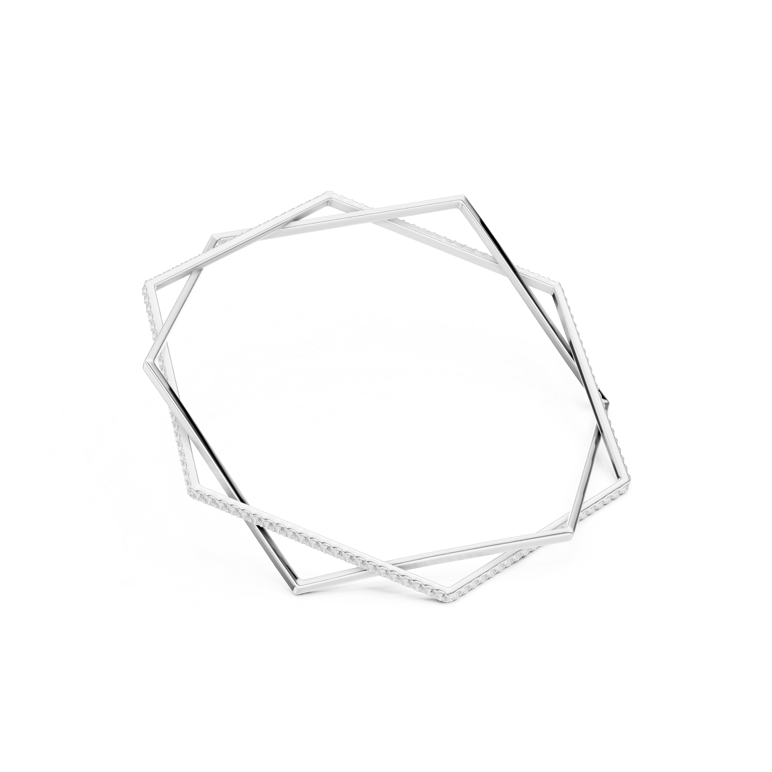 Geometric Diamond Bangle – Contemporary Open Frame Design