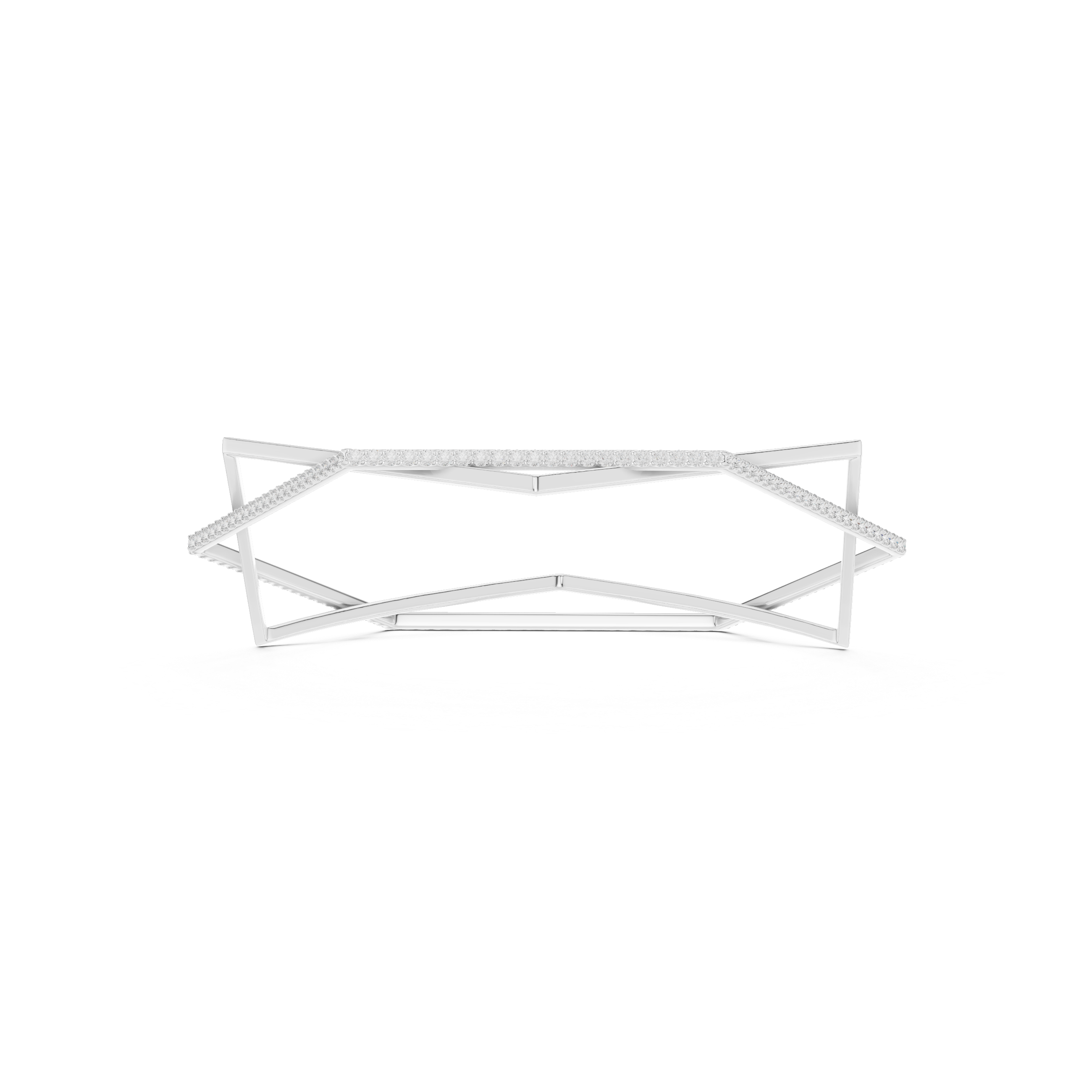 Geometric Diamond Bangle – Contemporary Open Frame Design