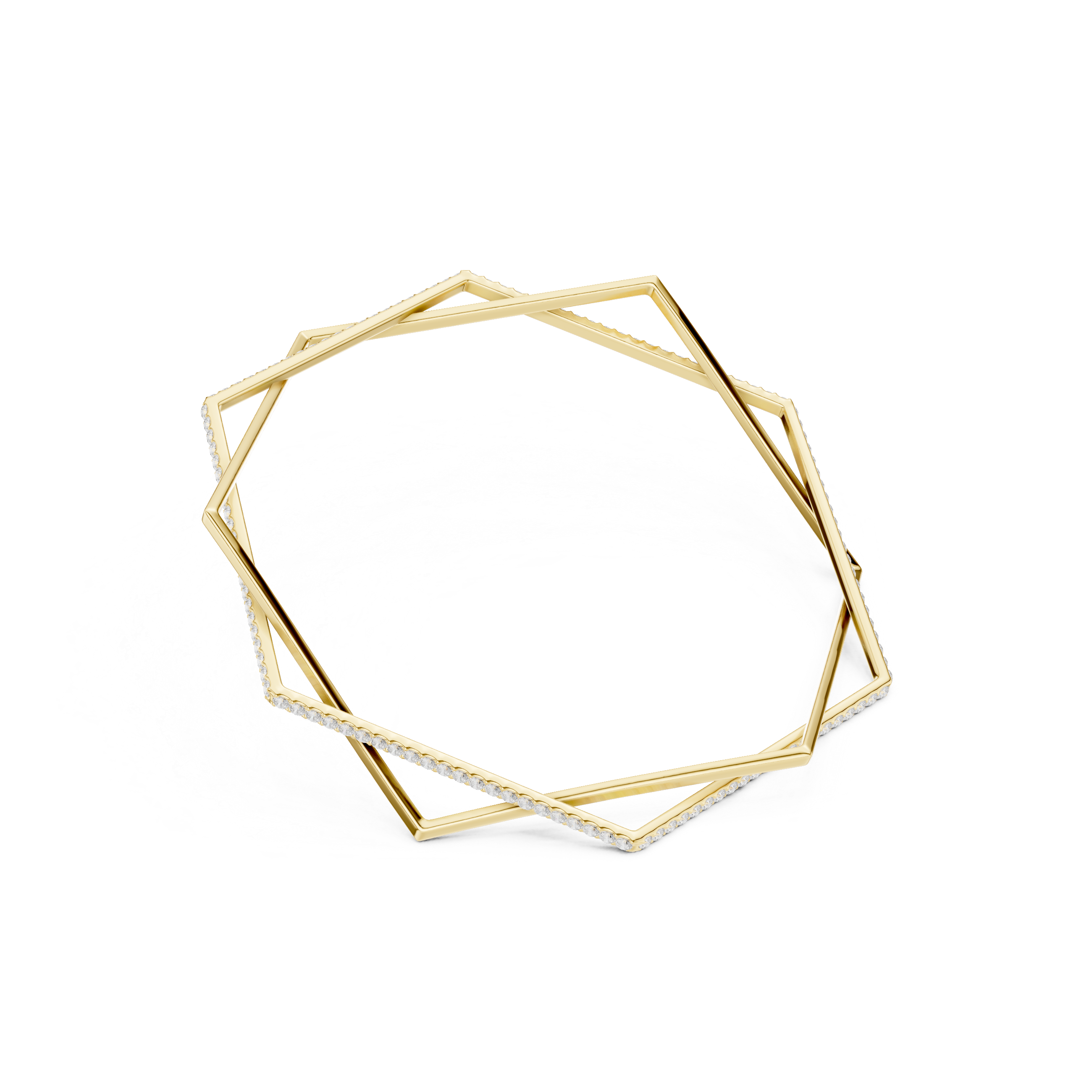 Geometric Diamond Bangle – Contemporary Open Frame Design