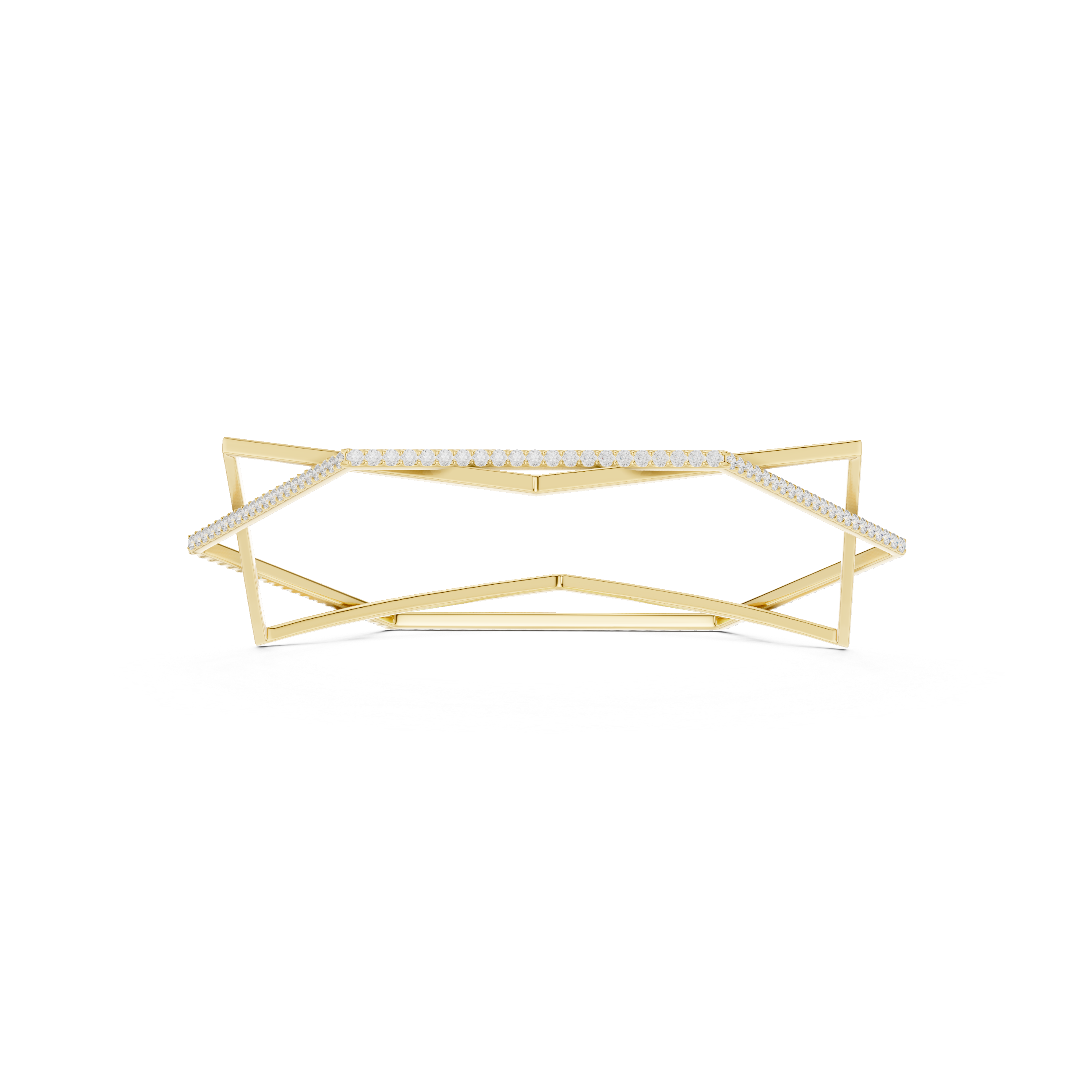 Geometric Diamond Bangle – Contemporary Open Frame Design