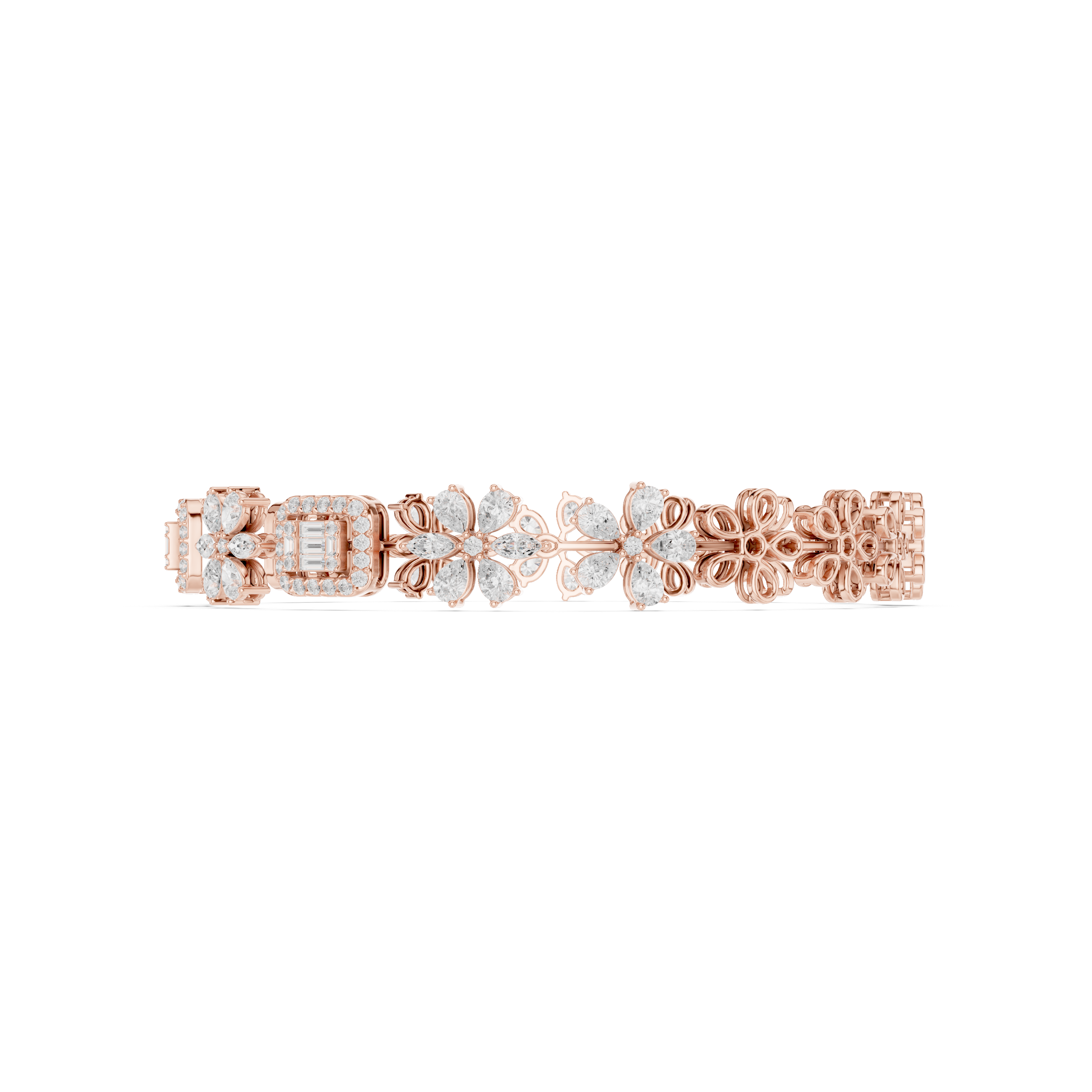 Floral Diamond Link Bracelet – Vintage Inspired Statement Elegance