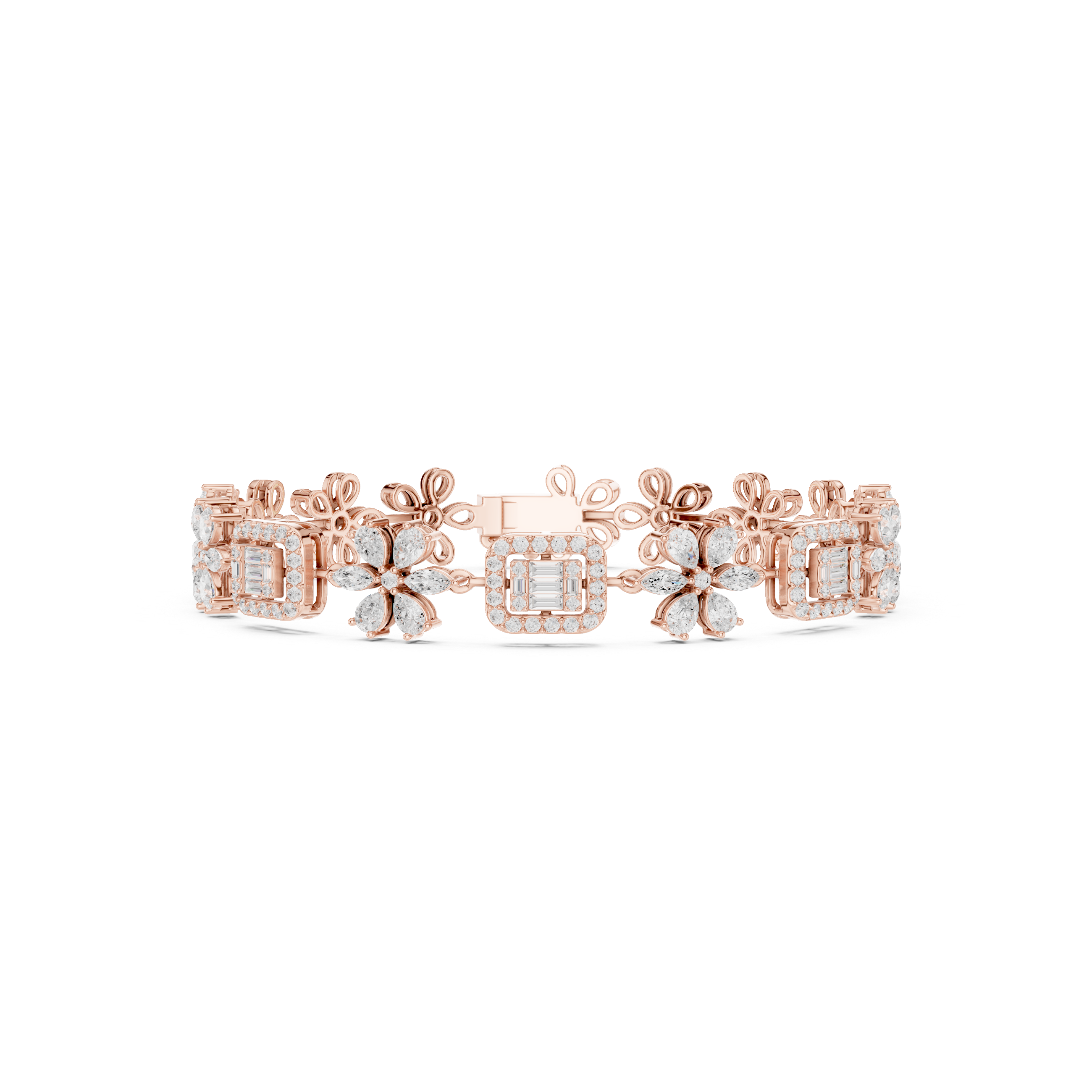 Floral Diamond Link Bracelet – Vintage Inspired Statement Elegance