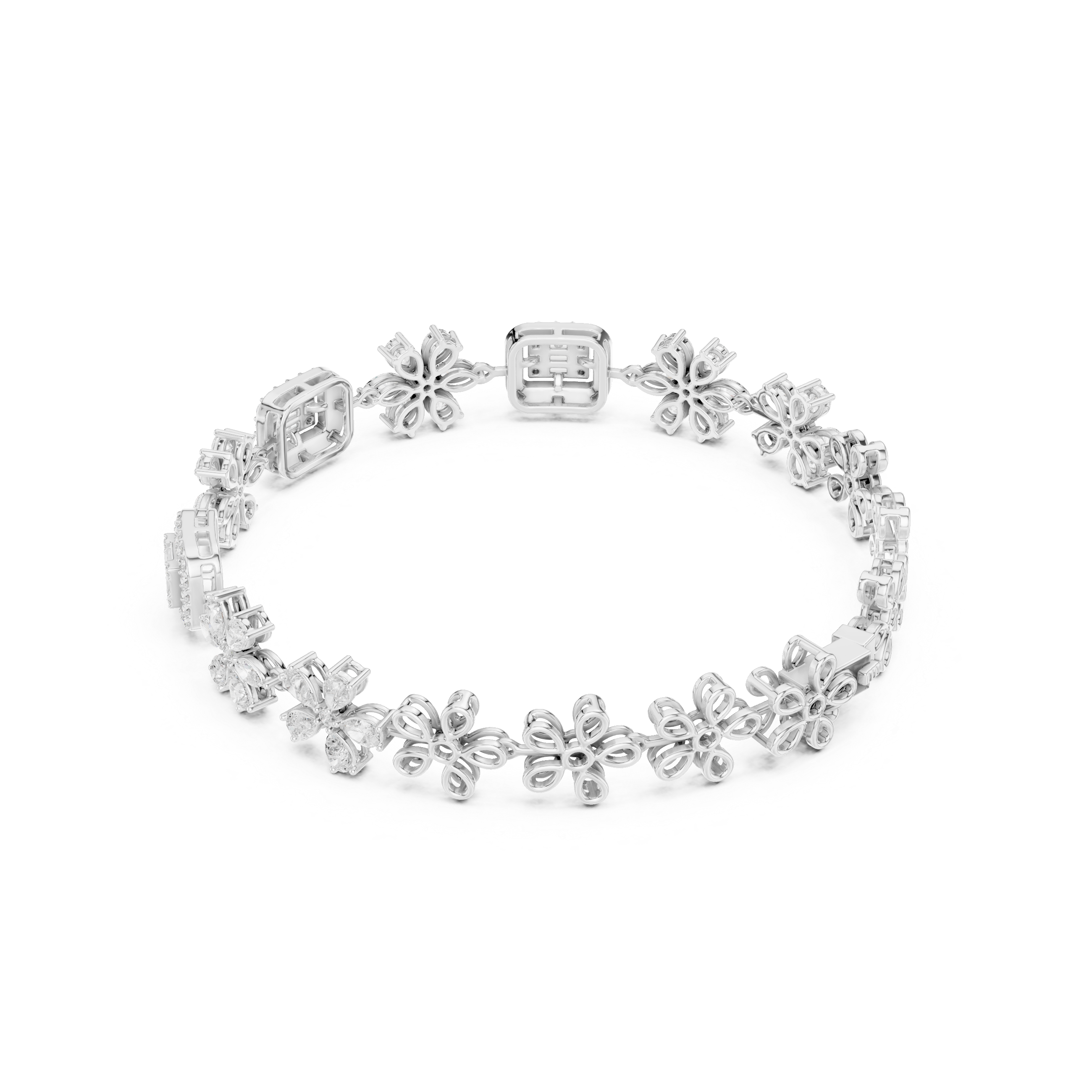 Floral Diamond Link Bracelet – Vintage Inspired Statement Elegance