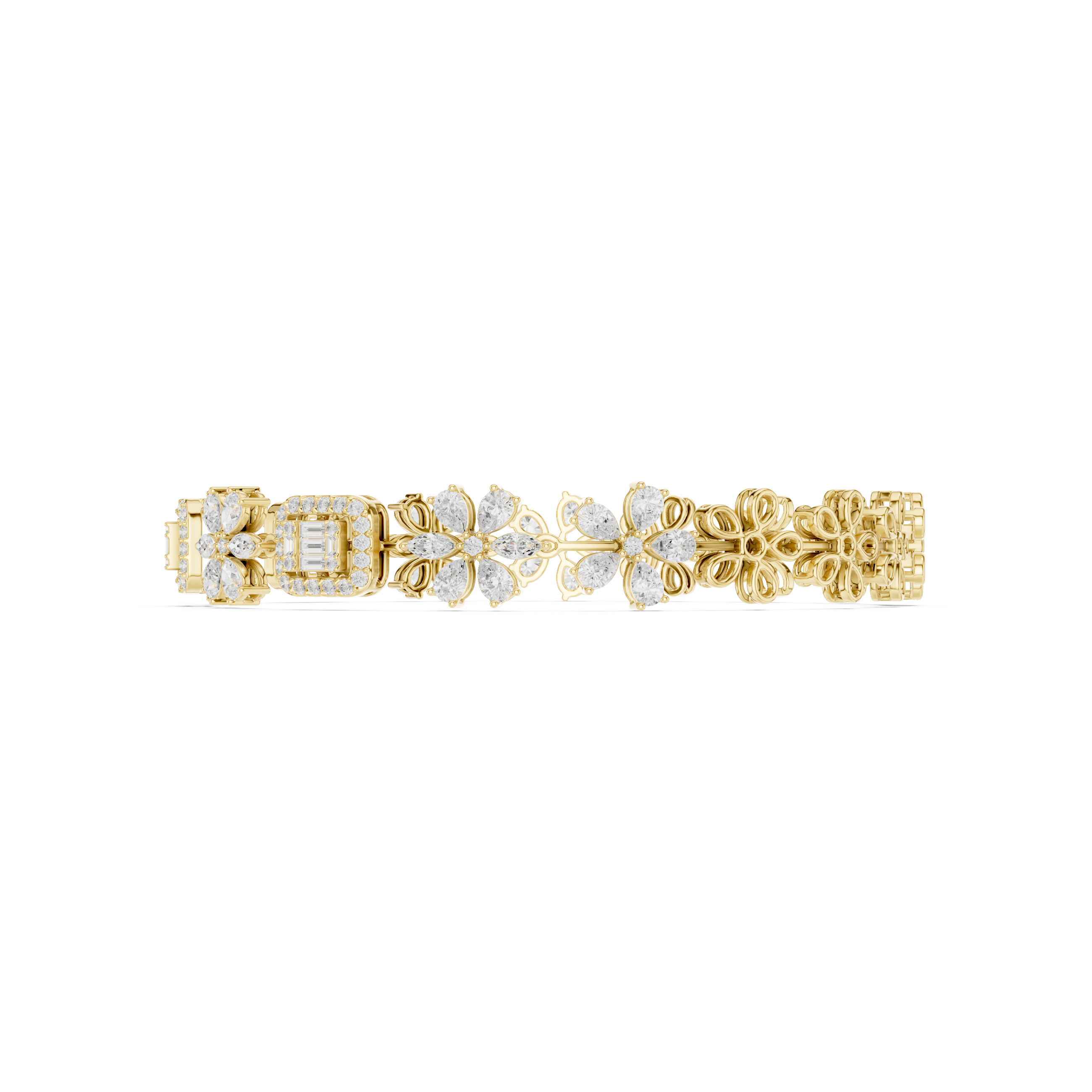 Floral Diamond Link Bracelet – Vintage Inspired Statement Elegance