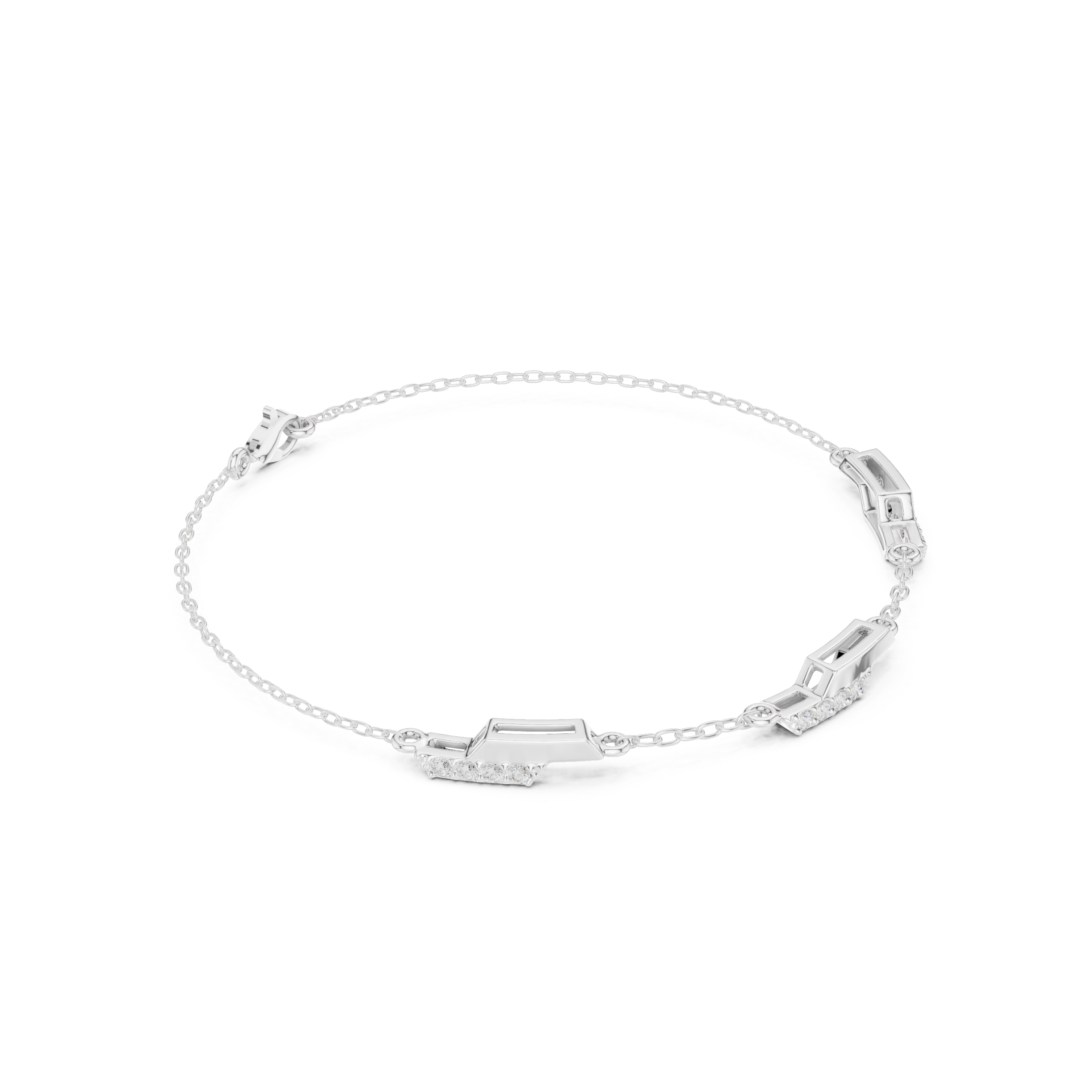 Minimal Geometric Diamond Station Bracelet