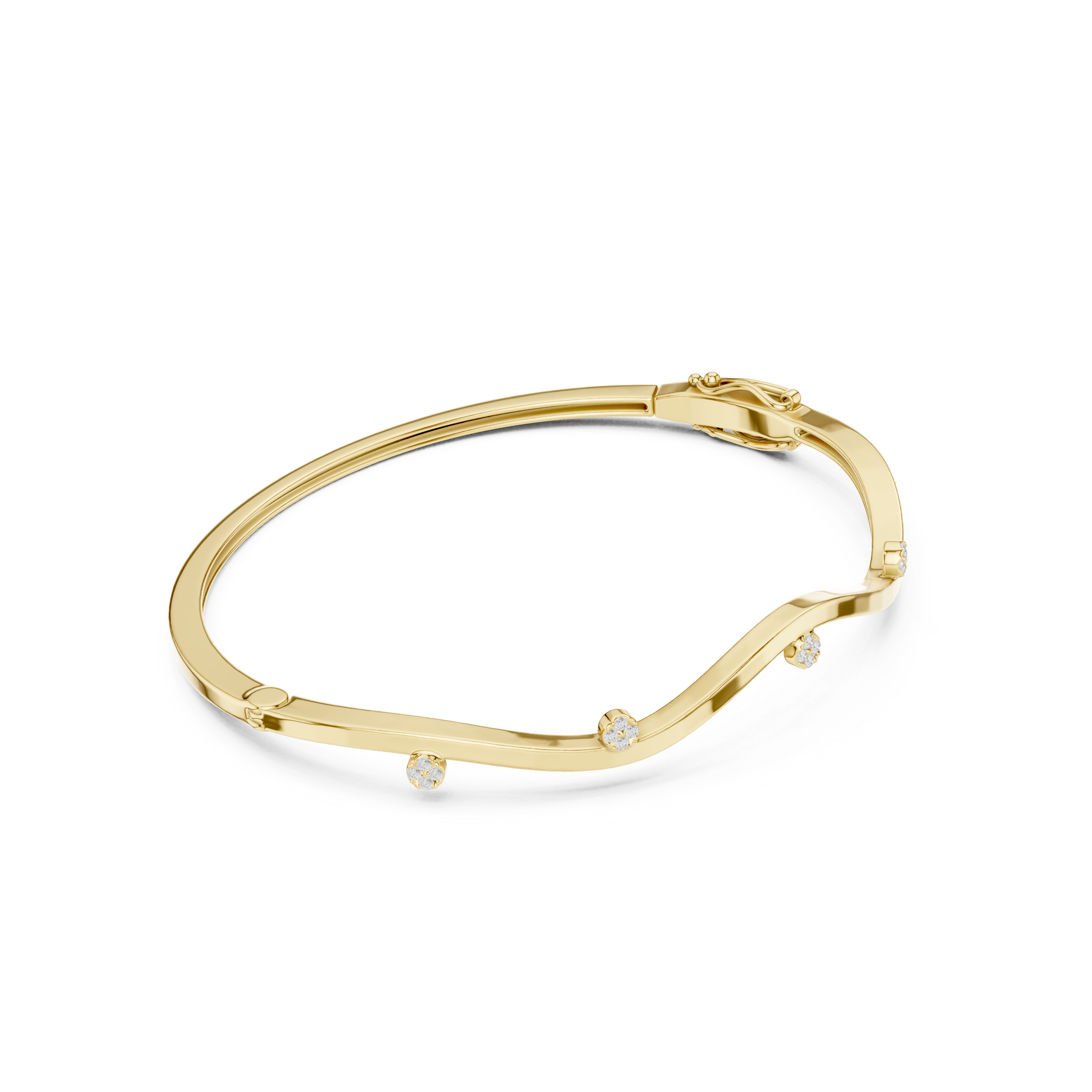 Minimal Wave Diamond Bangle Bracelet