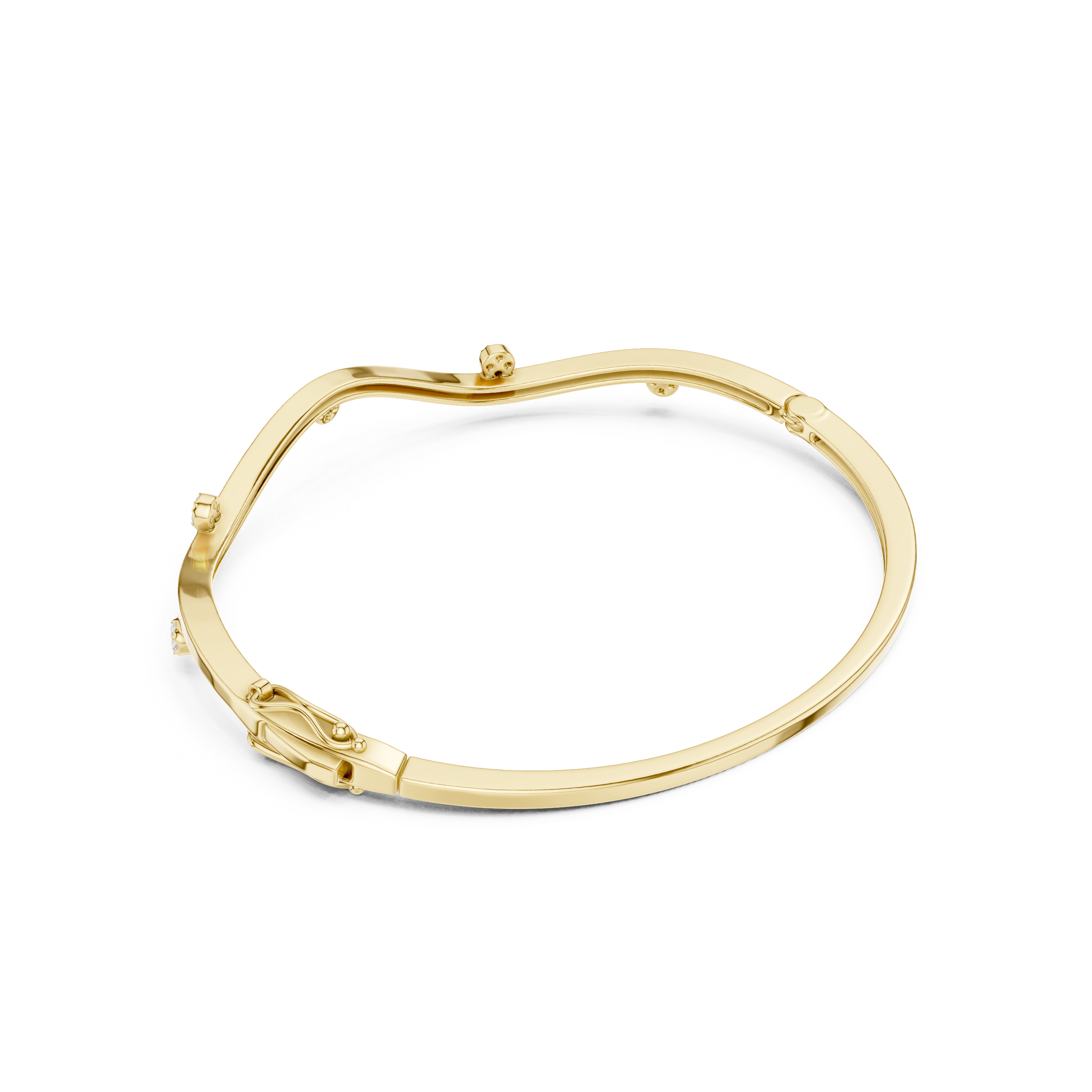 Minimal Wave Diamond Bangle Bracelet