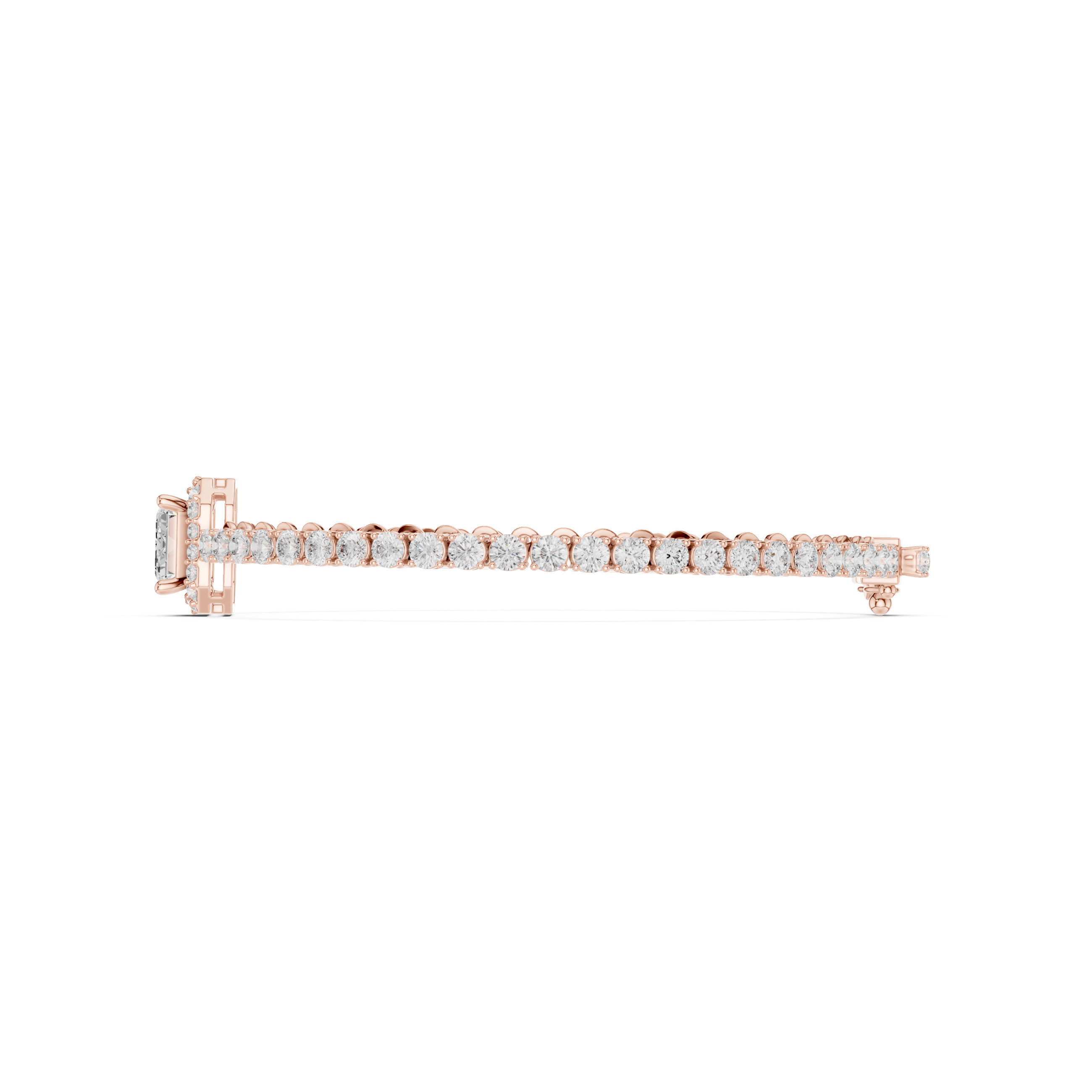 Emerald Cut Halo Diamond Bracelet