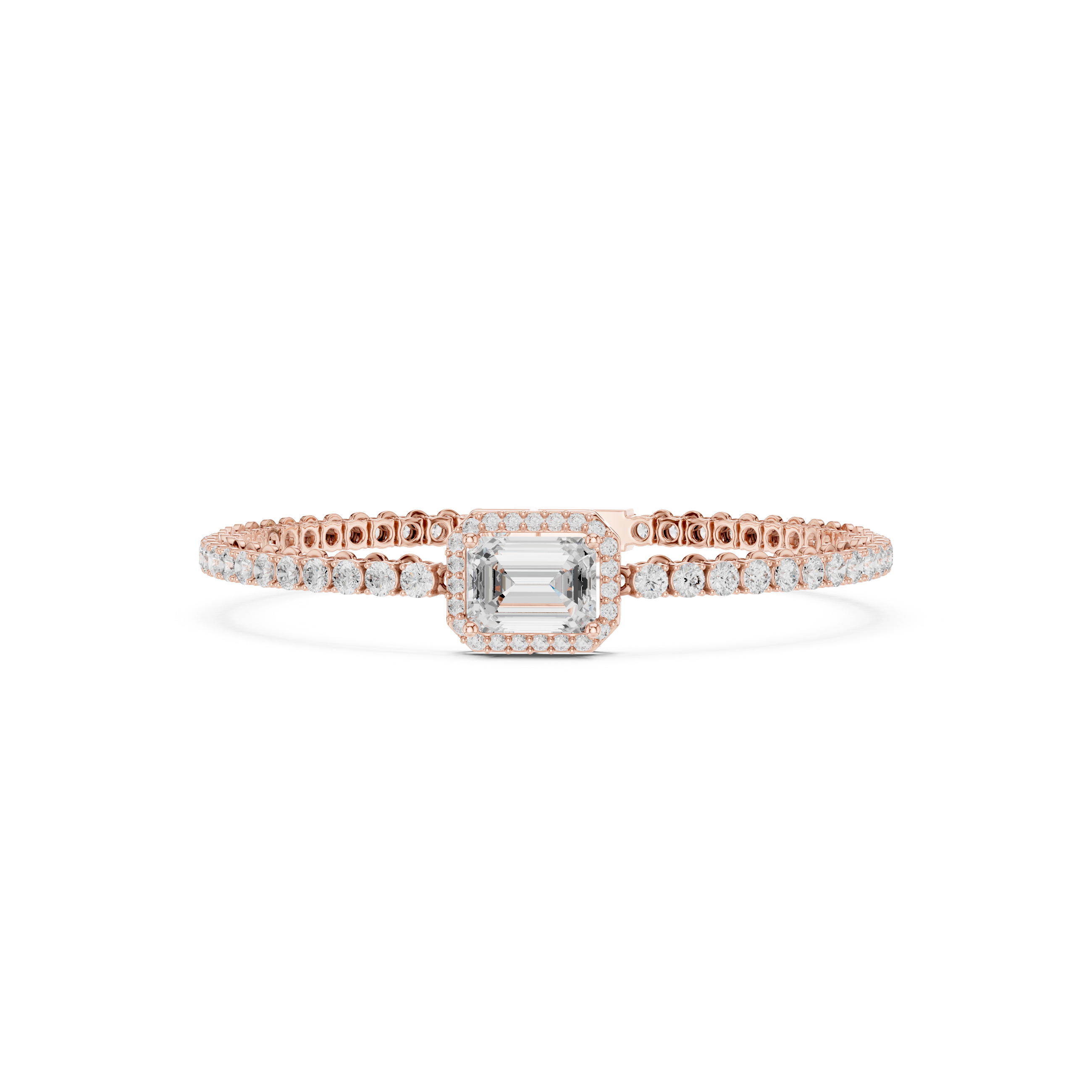 Emerald Cut Halo Diamond Bracelet