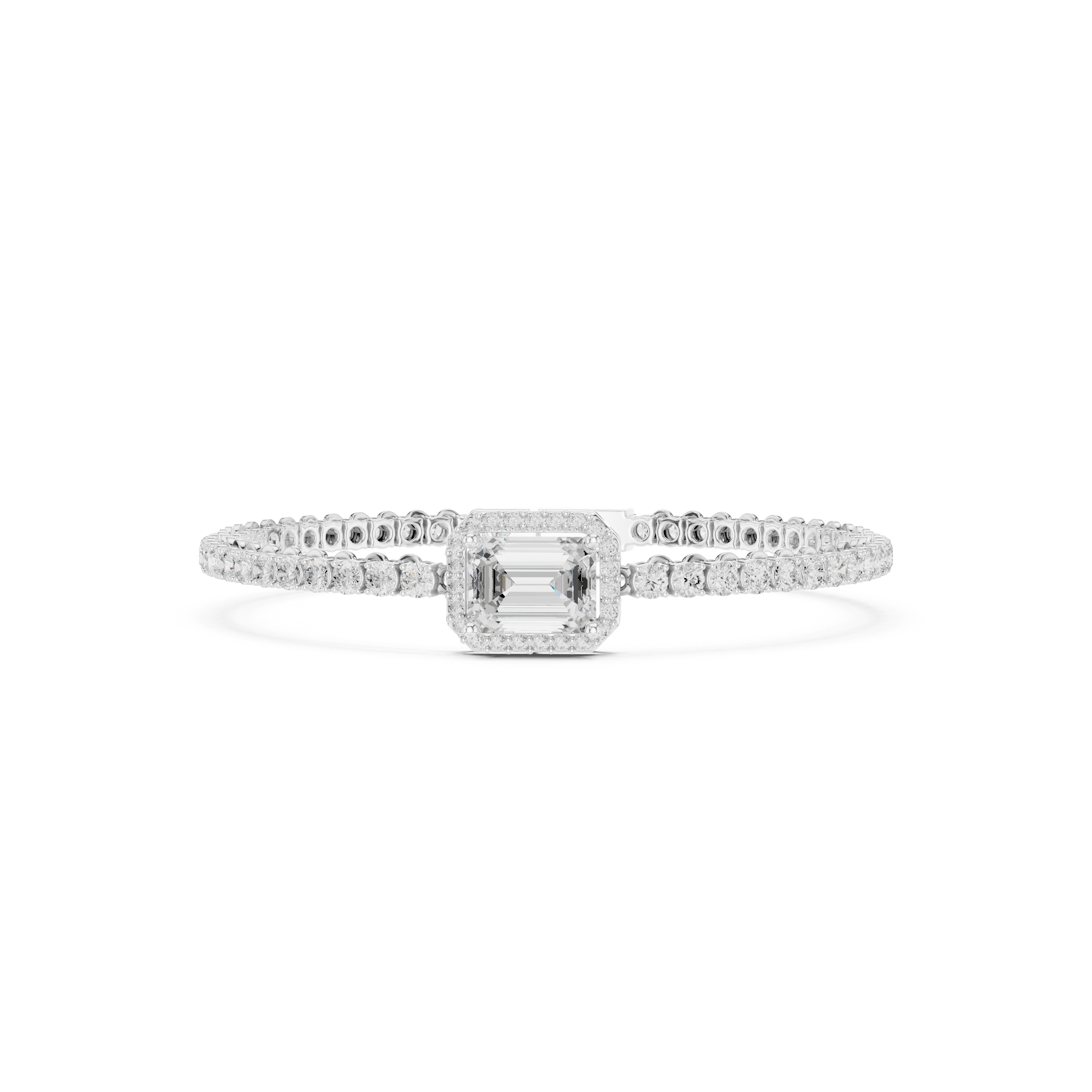 Emerald Cut Halo Diamond Bracelet