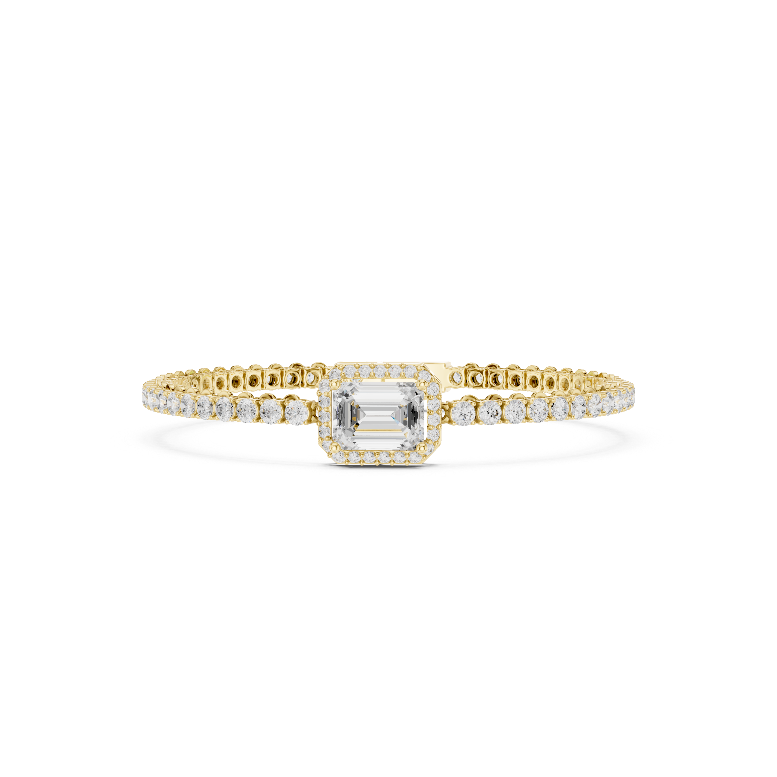 Emerald Cut Halo Diamond Bracelet