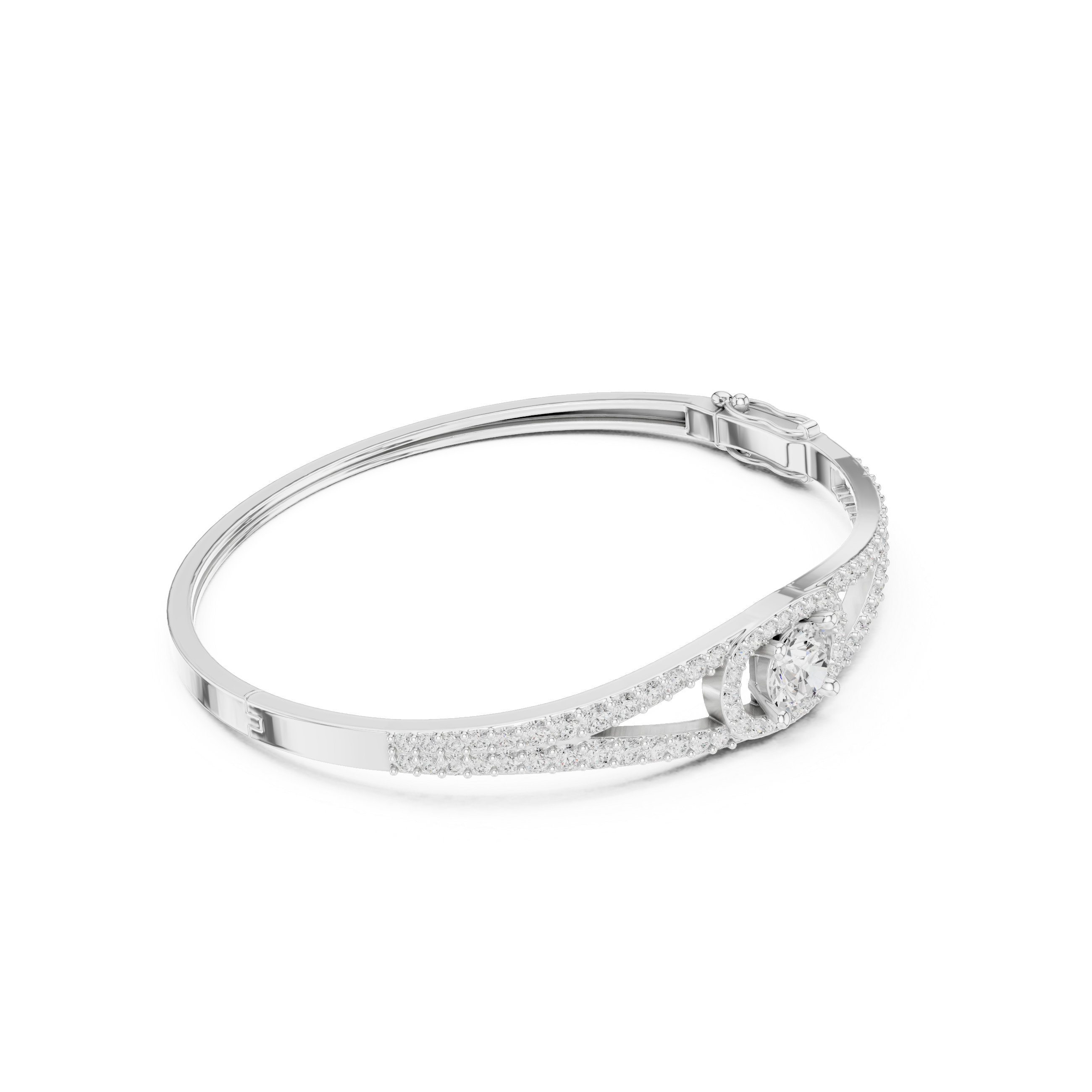 Round Diamond Halo Split Band Bracelet