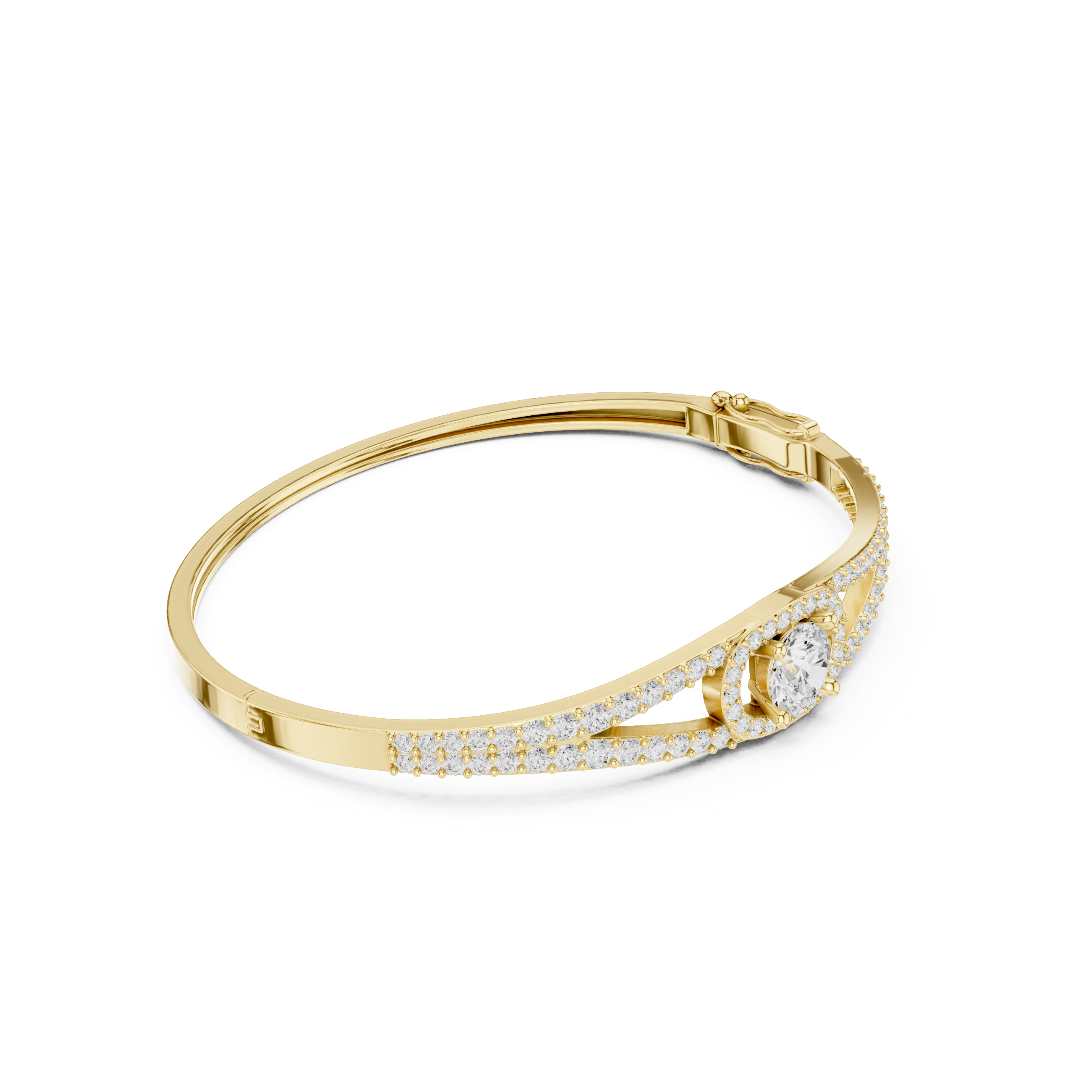 Round Diamond Halo Split Band Bracelet