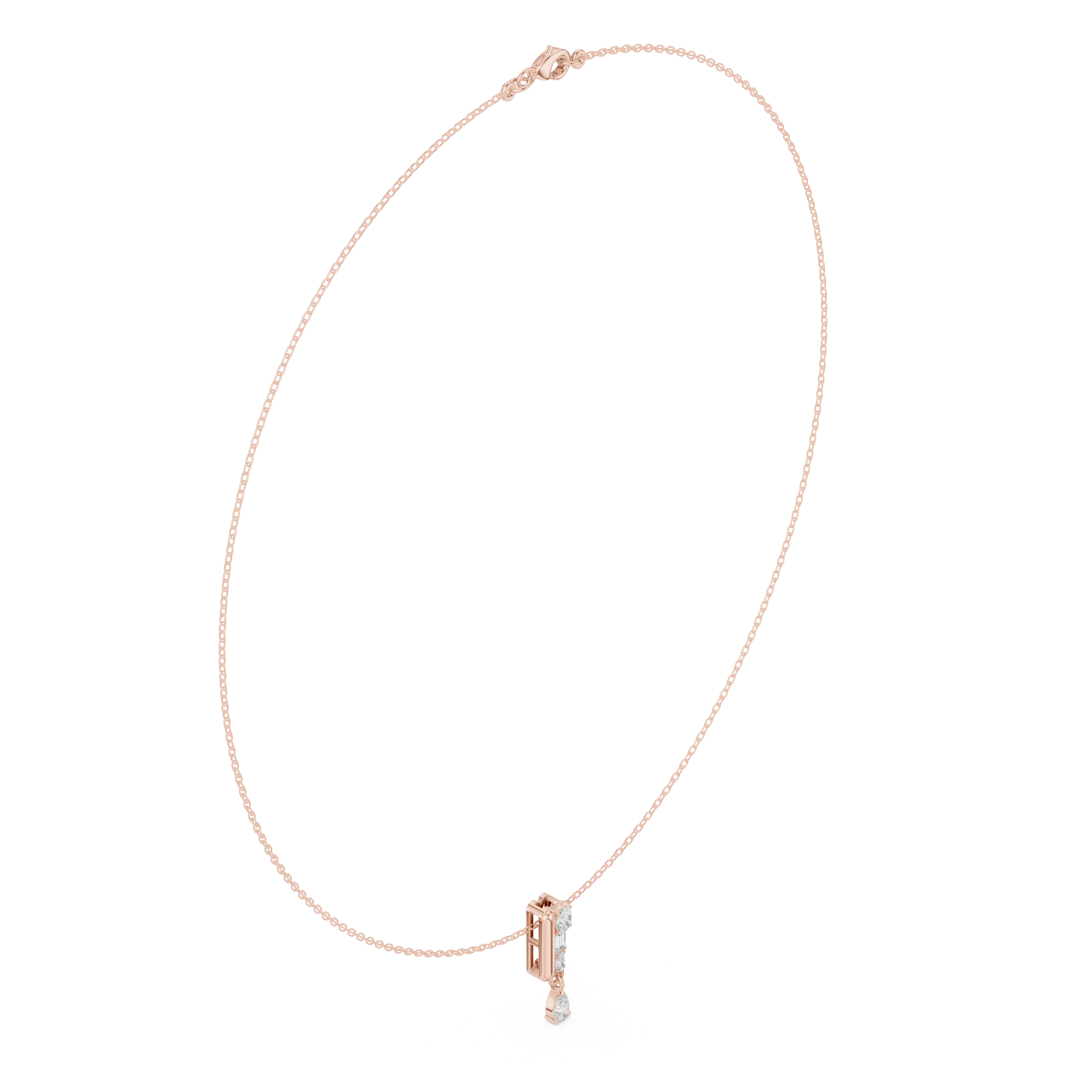 Minimal Drop Diamond Necklace with Multi-Cut Vertical Bar Pendant