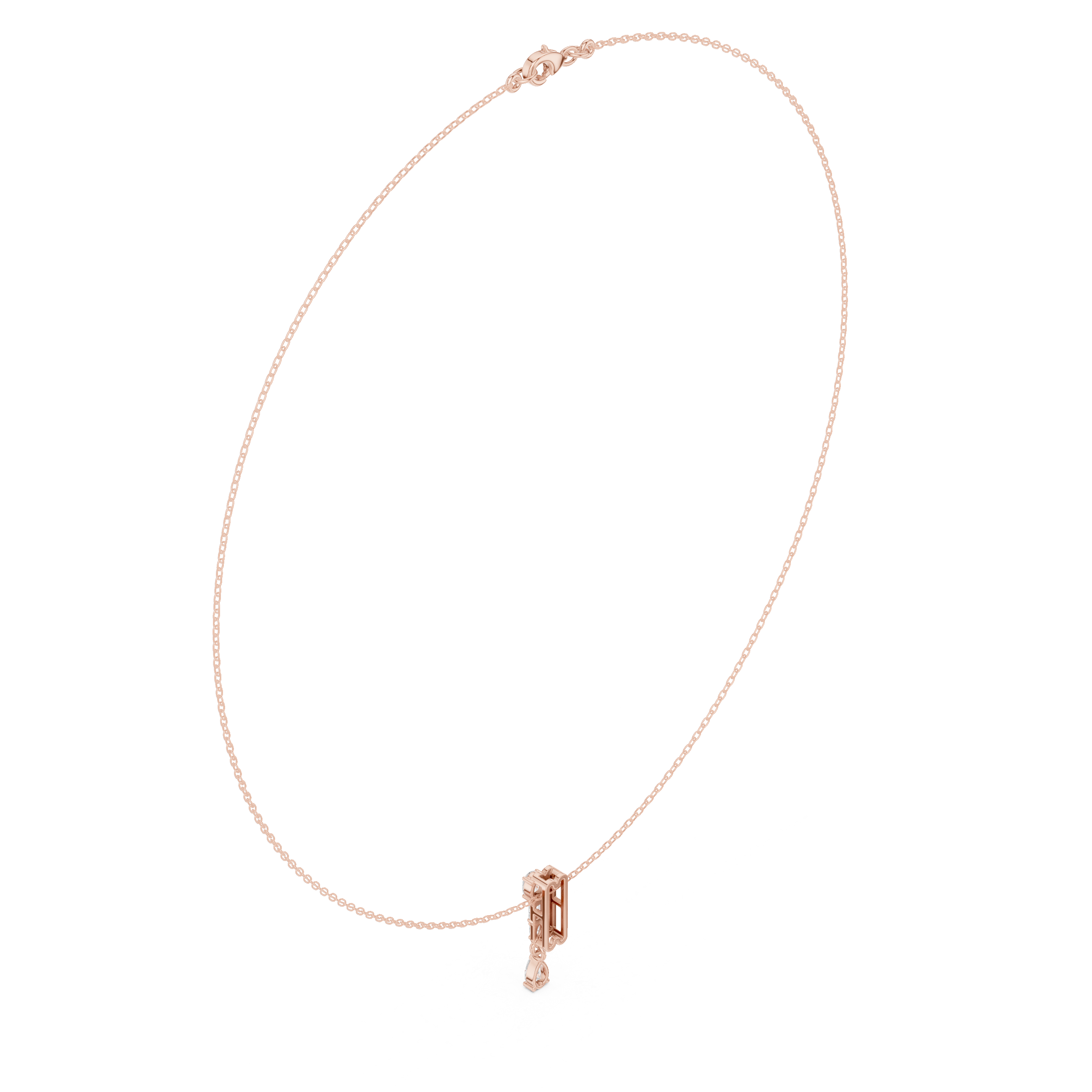 Minimal Drop Diamond Necklace with Multi-Cut Vertical Bar Pendant