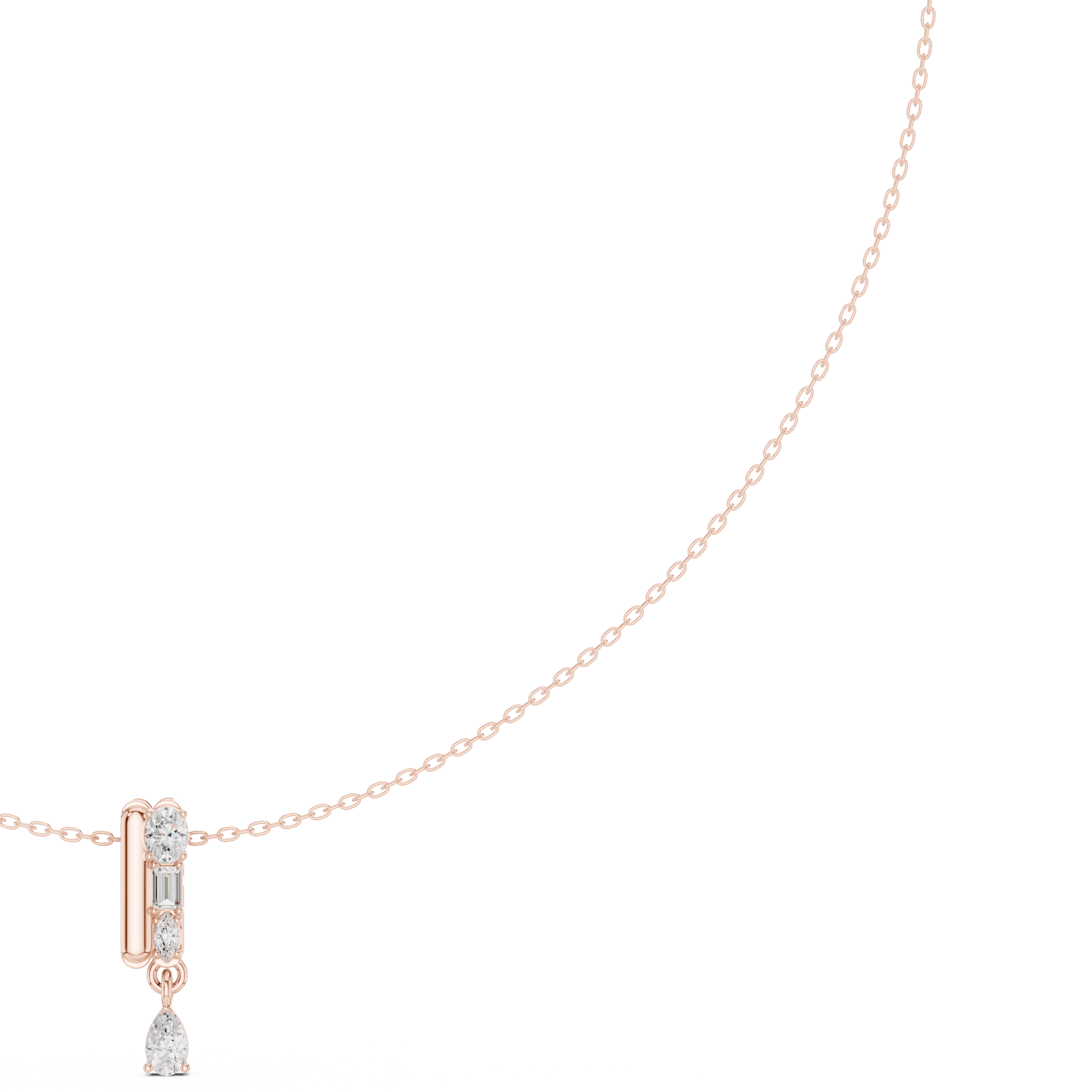 Minimal Drop Diamond Necklace with Multi-Cut Vertical Bar Pendant