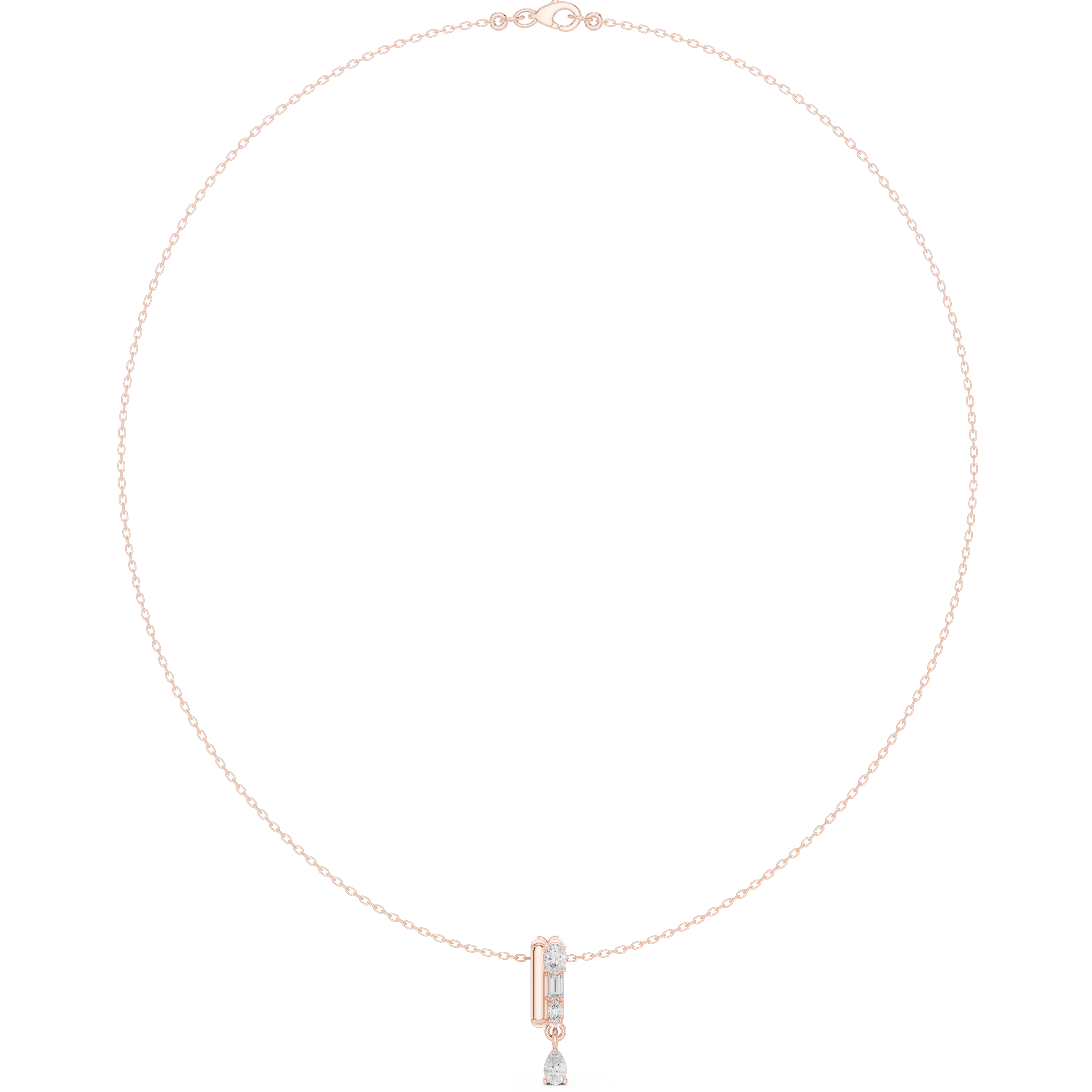Minimal Drop Diamond Necklace with Multi-Cut Vertical Bar Pendant