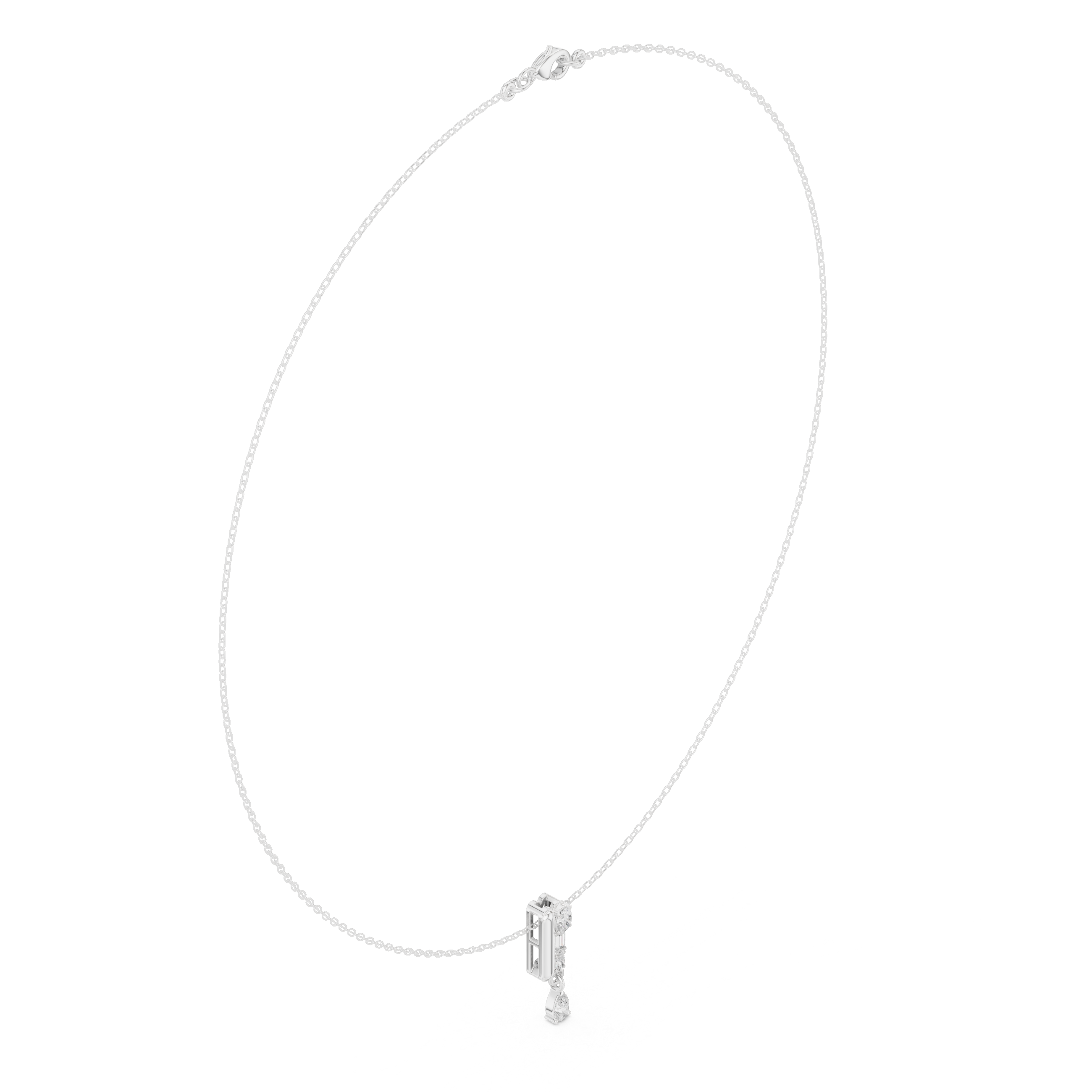 Minimal Drop Diamond Necklace with Multi-Cut Vertical Bar Pendant