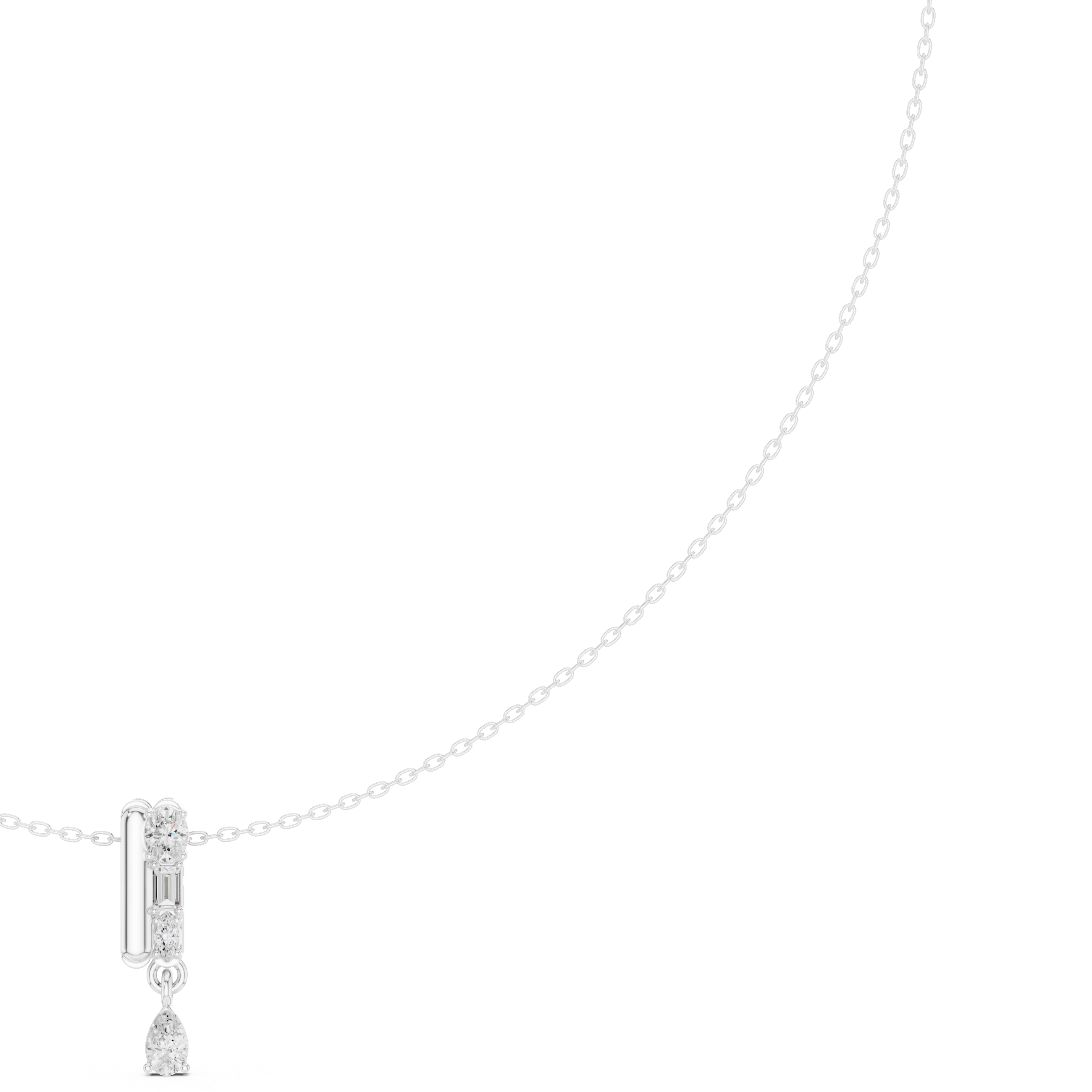 Minimal Drop Diamond Necklace with Multi-Cut Vertical Bar Pendant