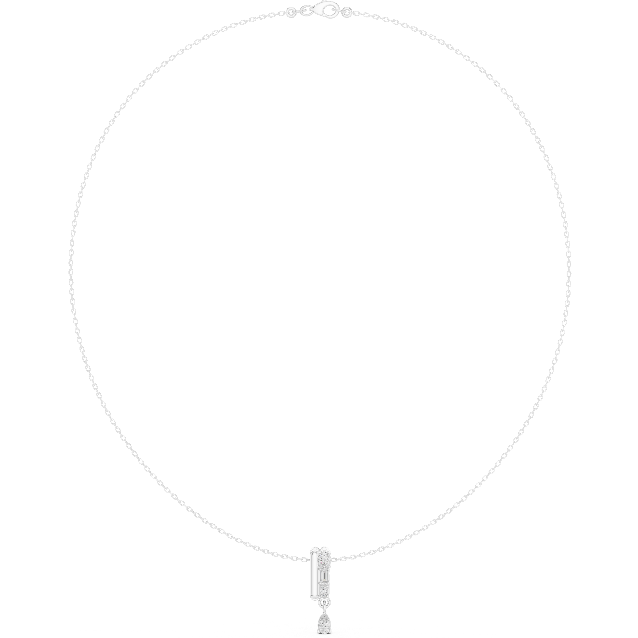 Minimal Drop Diamond Necklace with Multi-Cut Vertical Bar Pendant