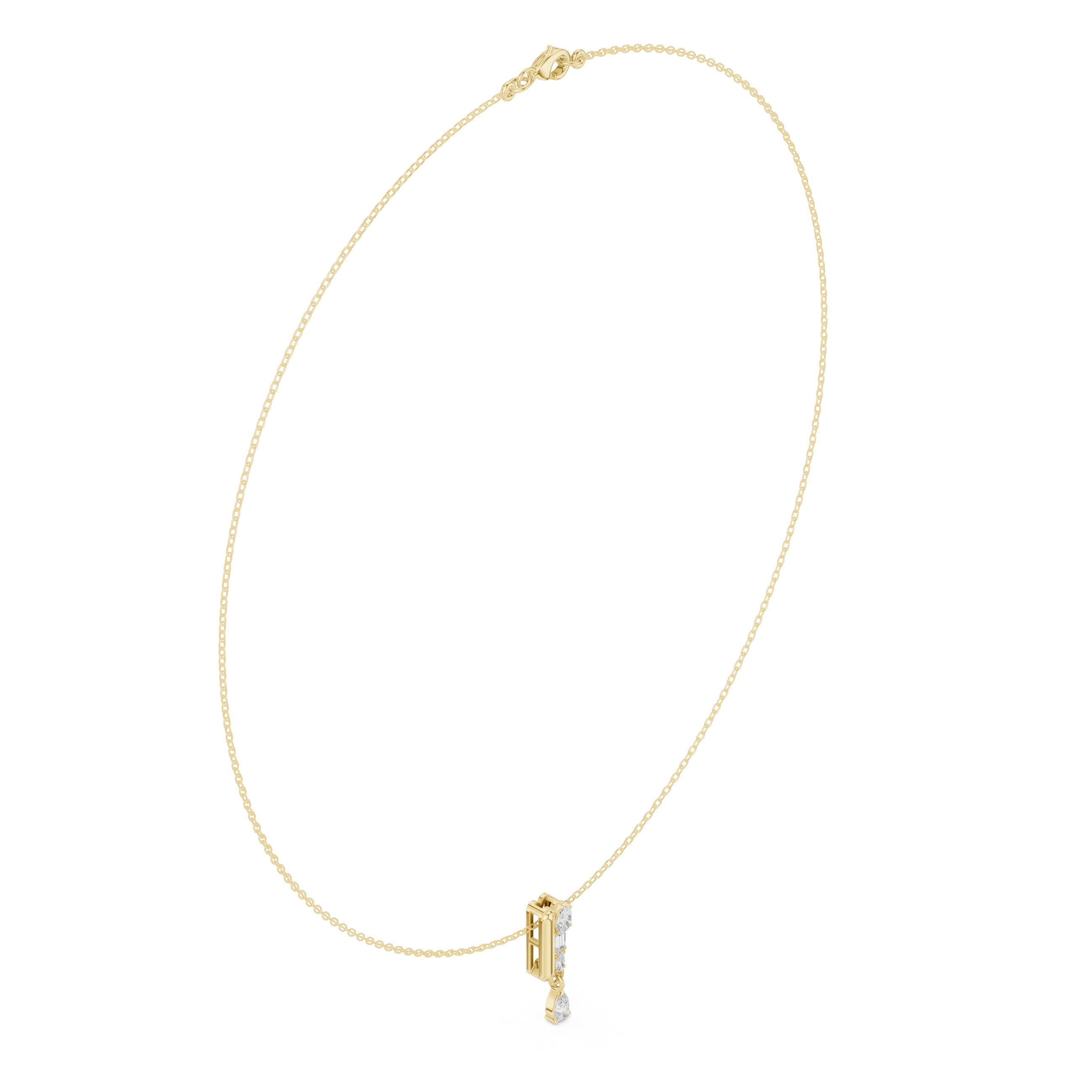 Minimal Drop Diamond Necklace with Multi-Cut Vertical Bar Pendant