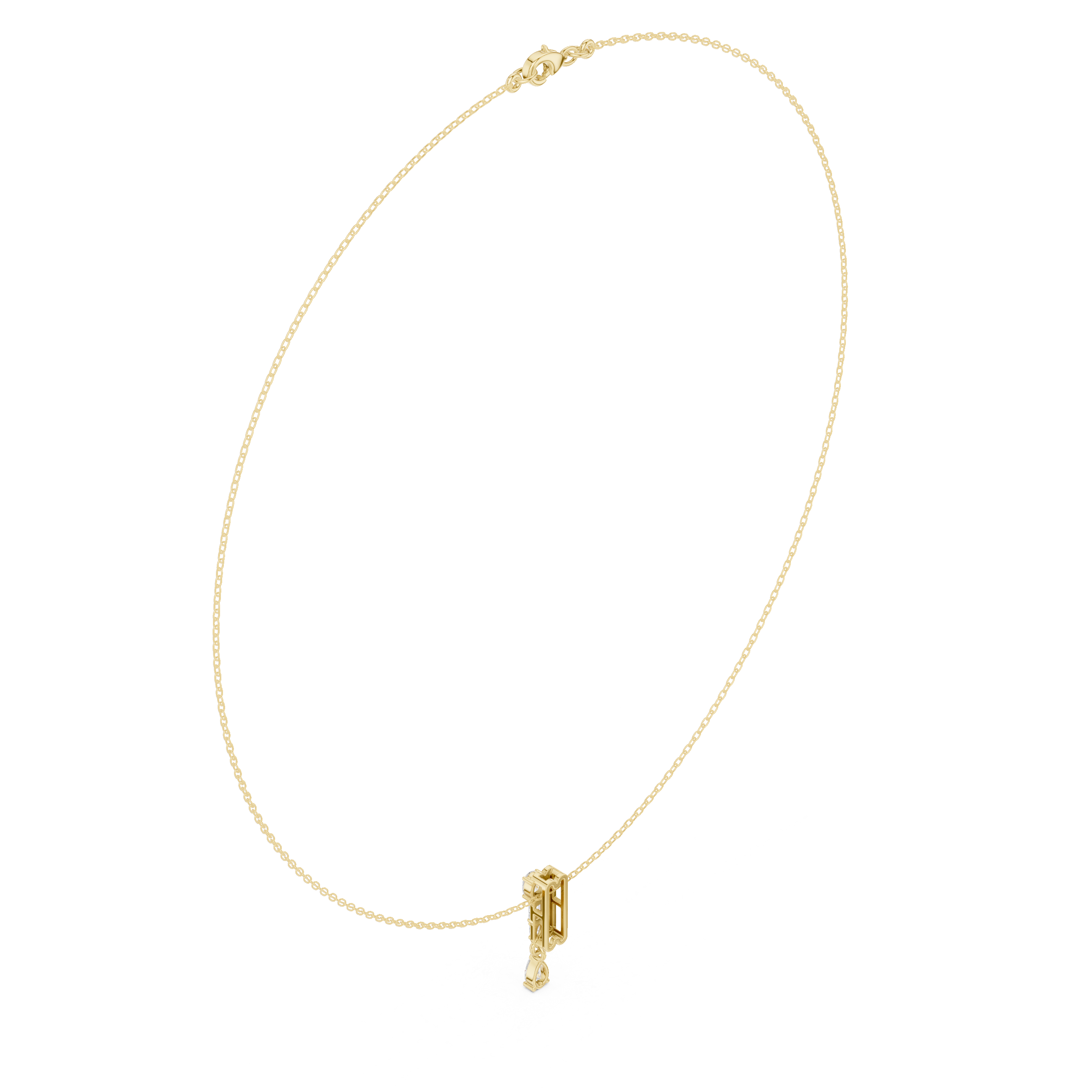 Minimal Drop Diamond Necklace with Multi-Cut Vertical Bar Pendant