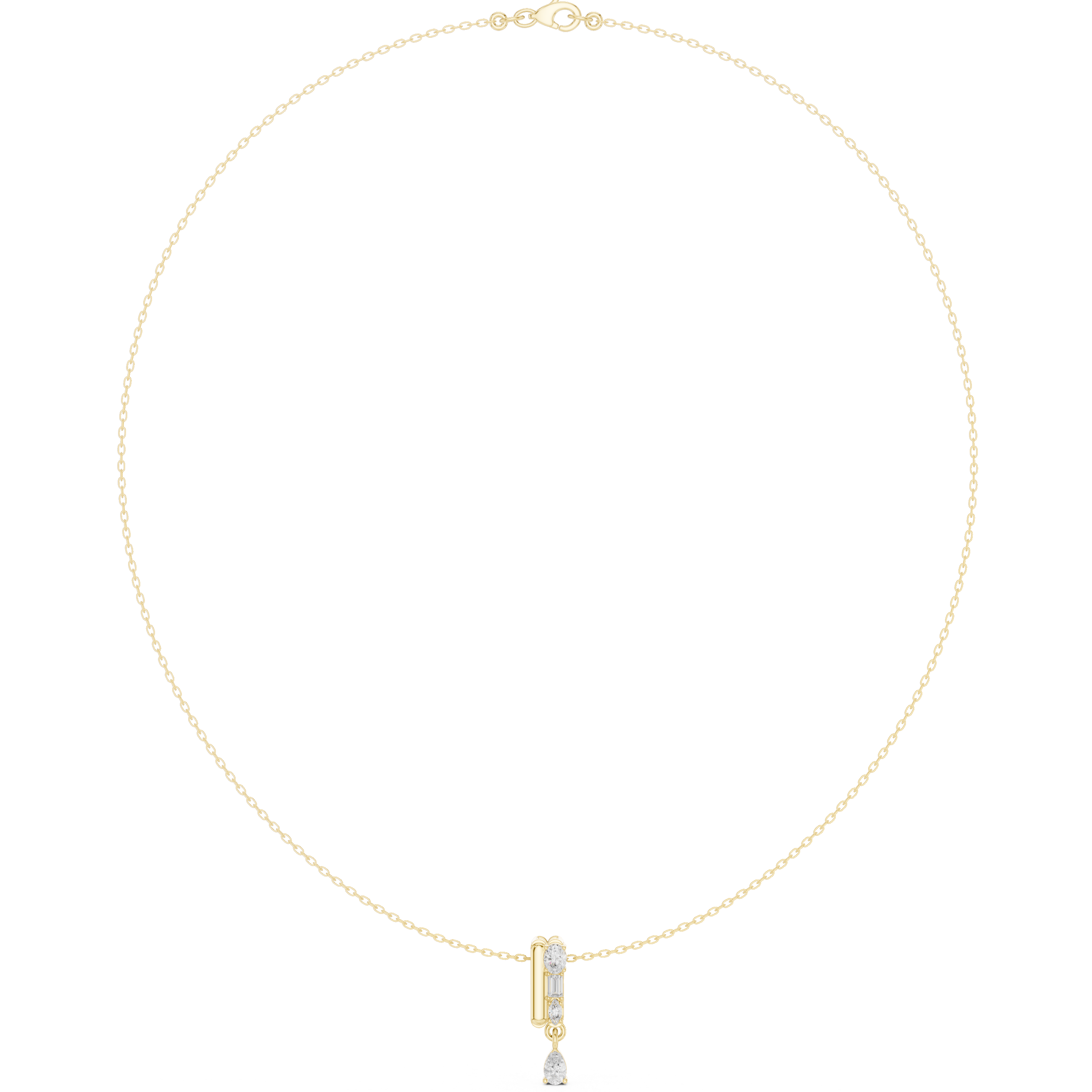 Minimal Drop Diamond Necklace with Multi-Cut Vertical Bar Pendant