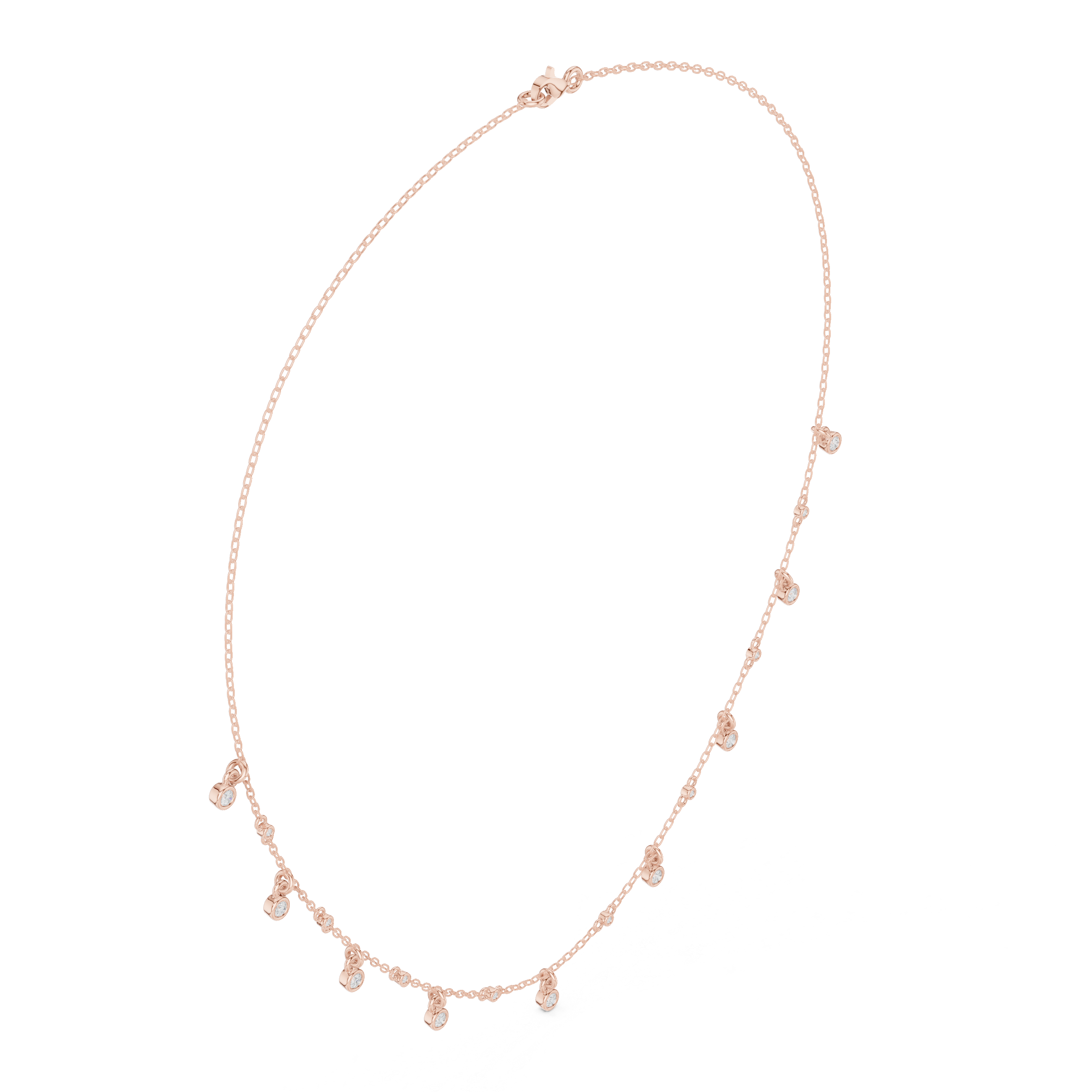 Dainty Bezel Drop Diamond Necklace – Minimal Charm Chain